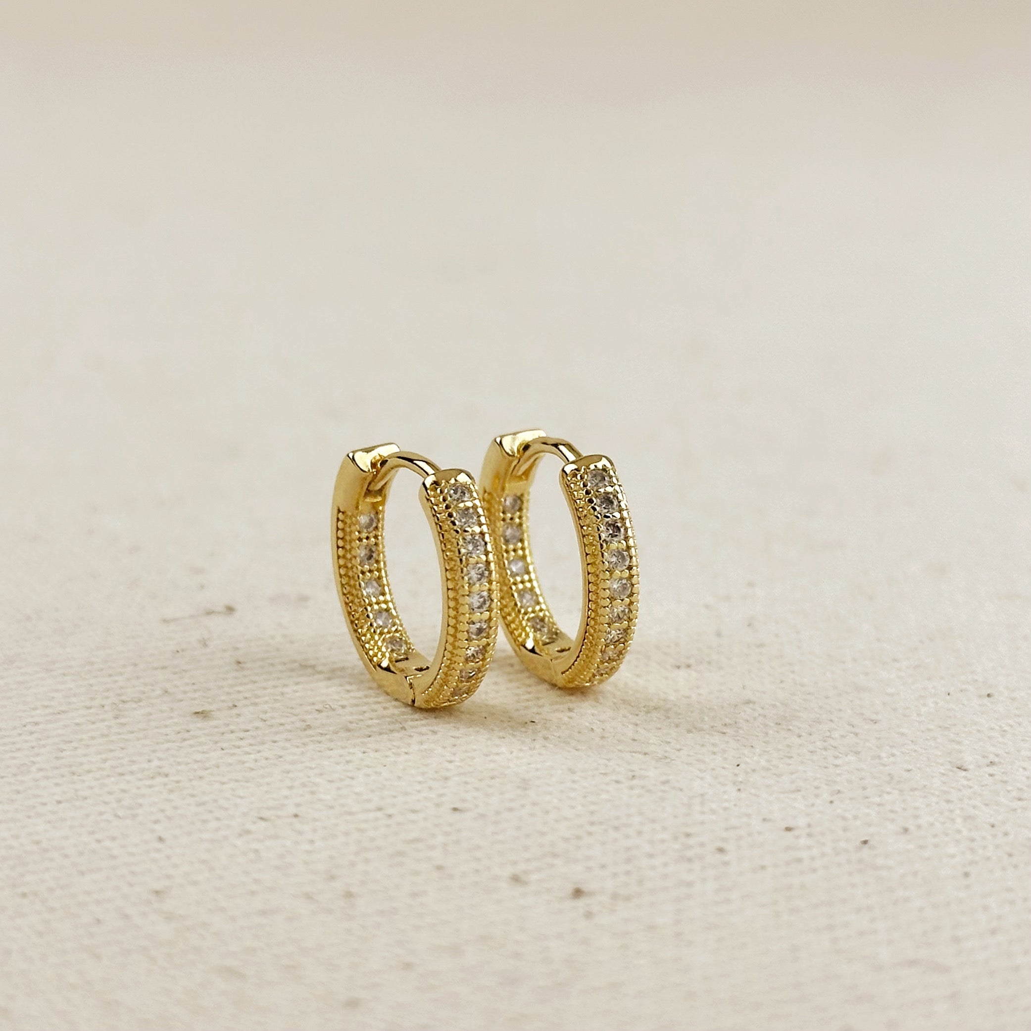 Gold Filled 18k CZ Hoop Earrings