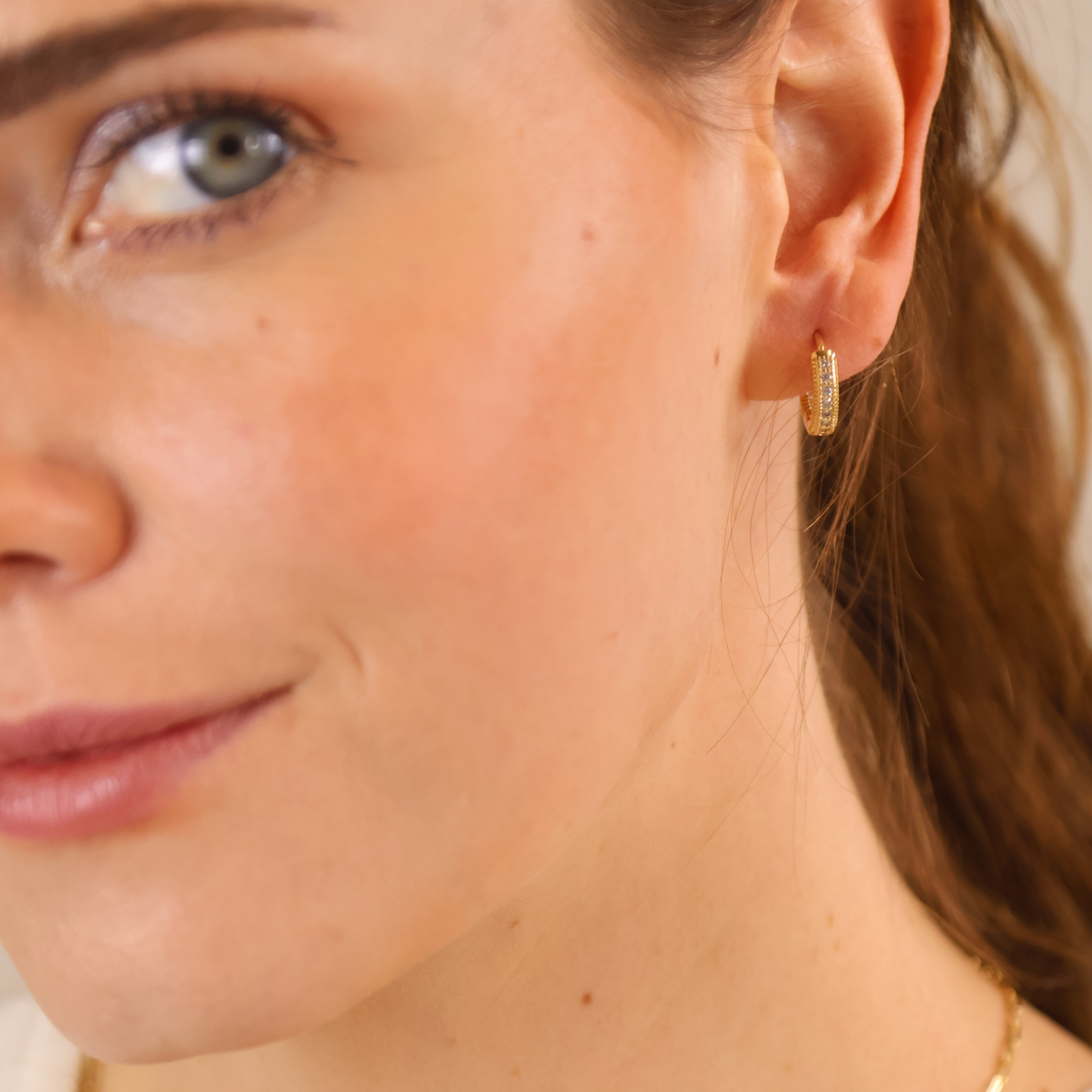 Gold Filled 18k CZ Hoop Earrings