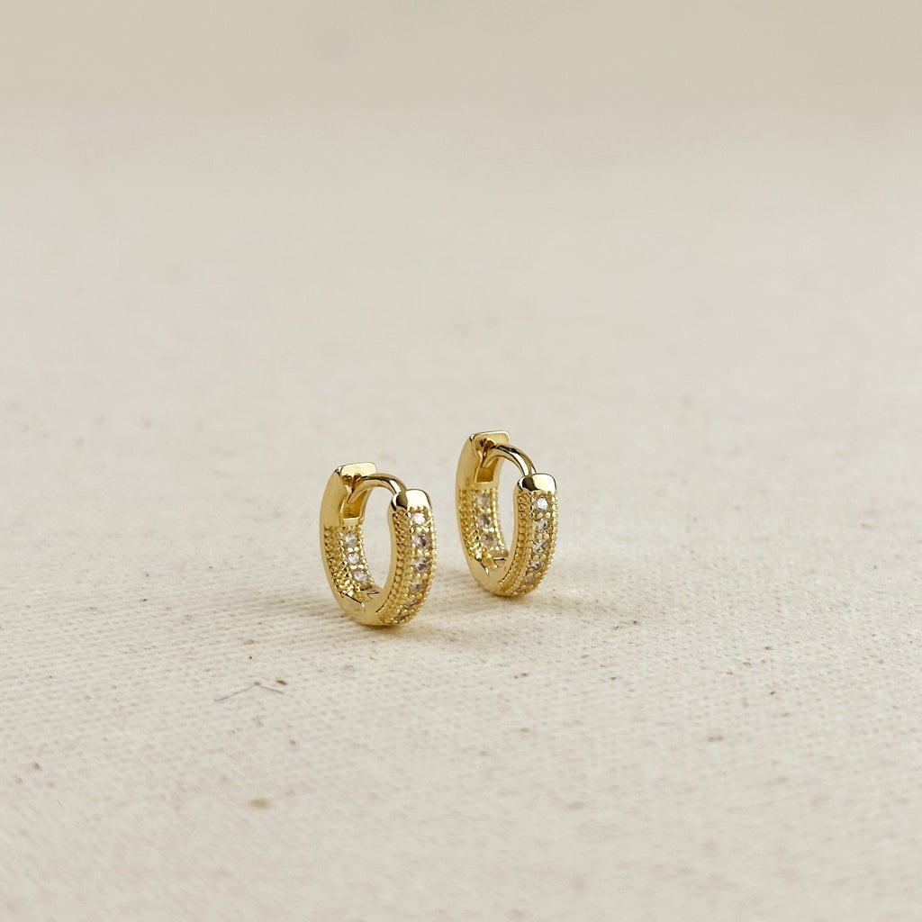 Gold Filled 18k CZ Hoop Earrings