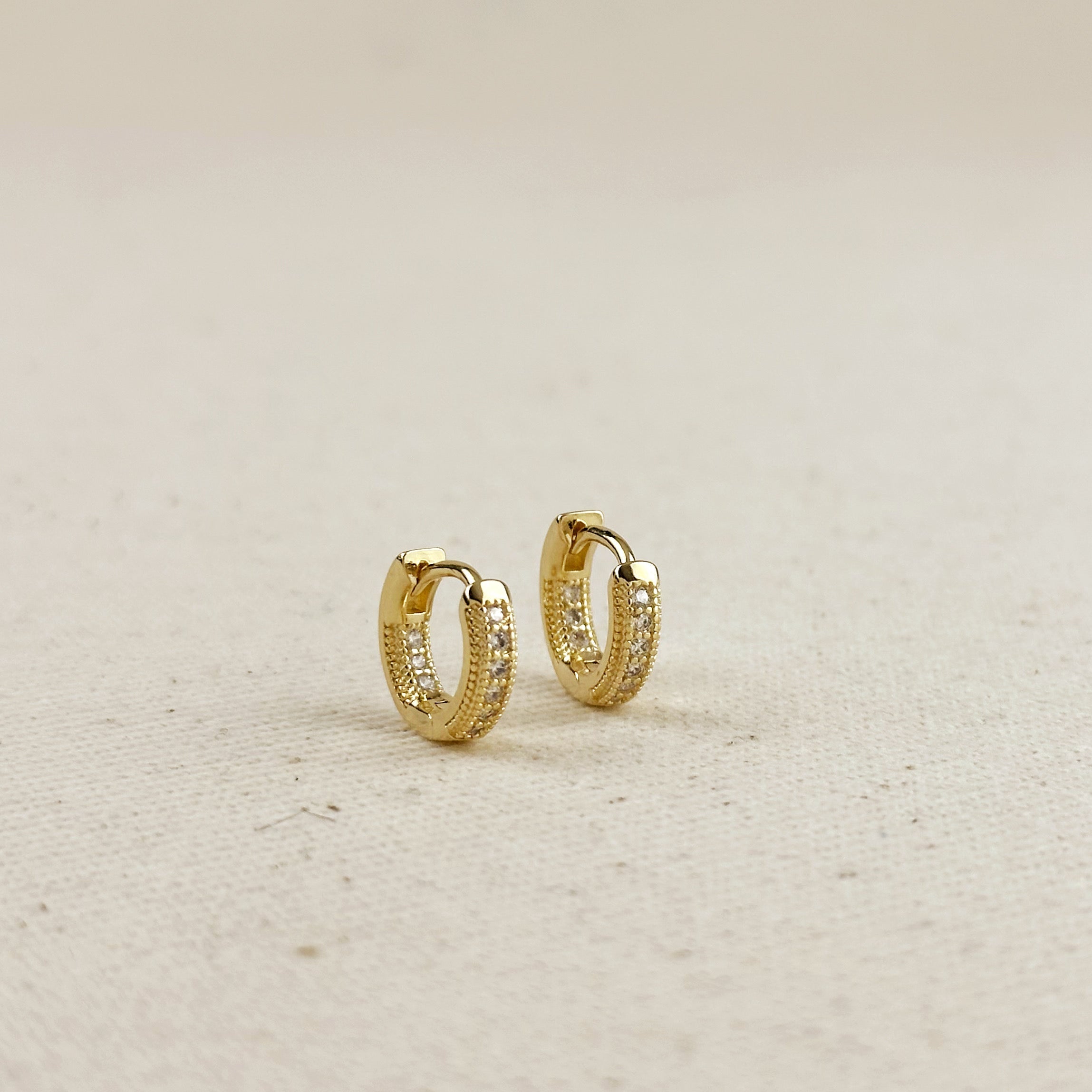 Gold Filled 18k CZ Hoop Earrings