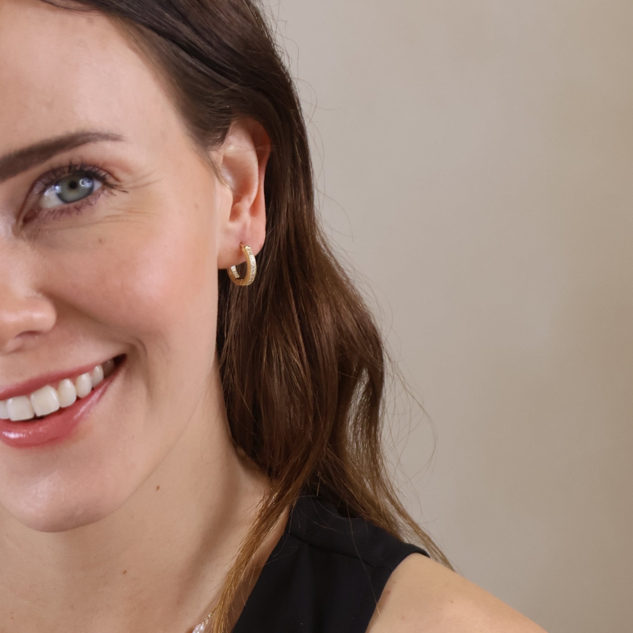 Gold Filled 18k CZ Hoop Earrings