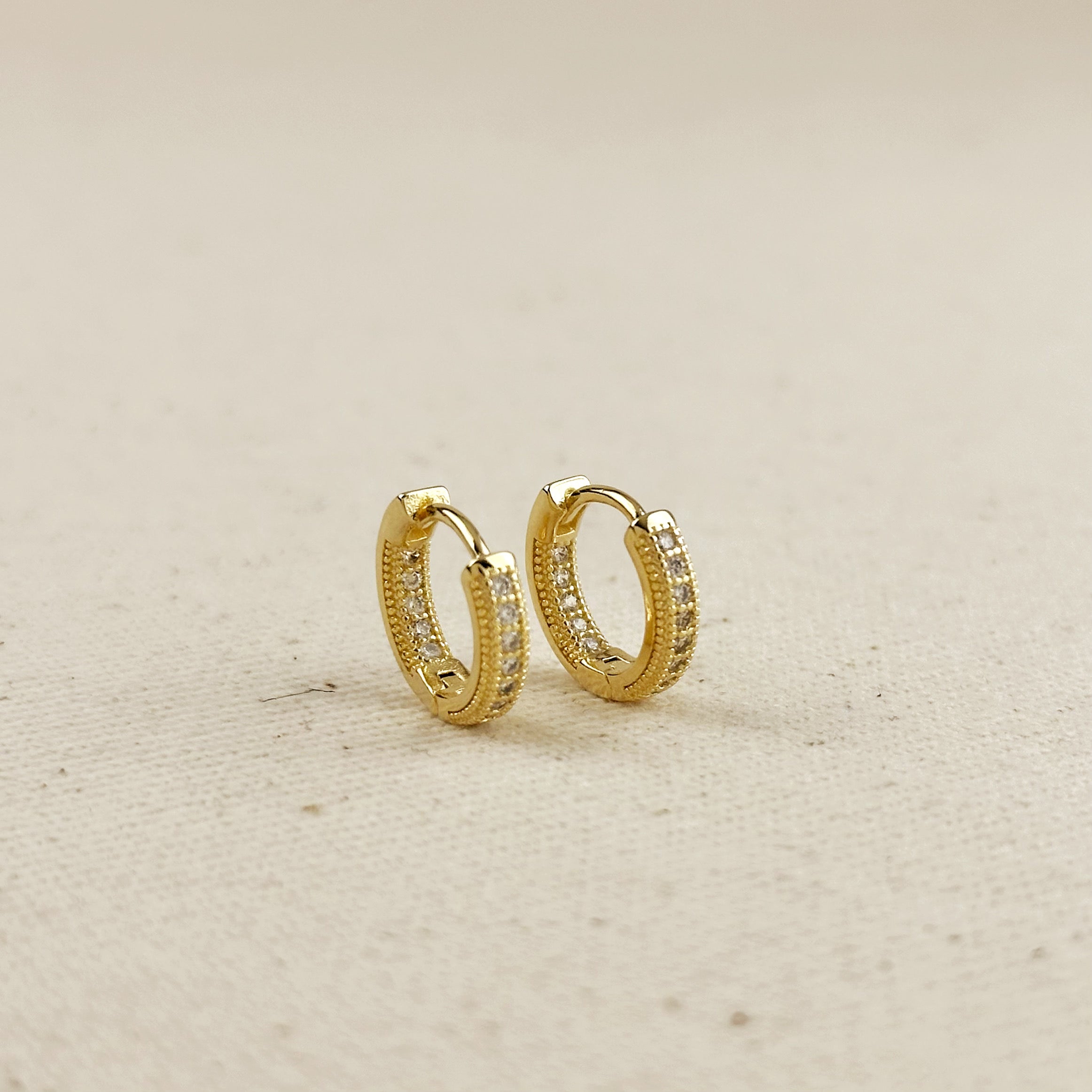 Gold Filled 18k CZ Hoop Earrings