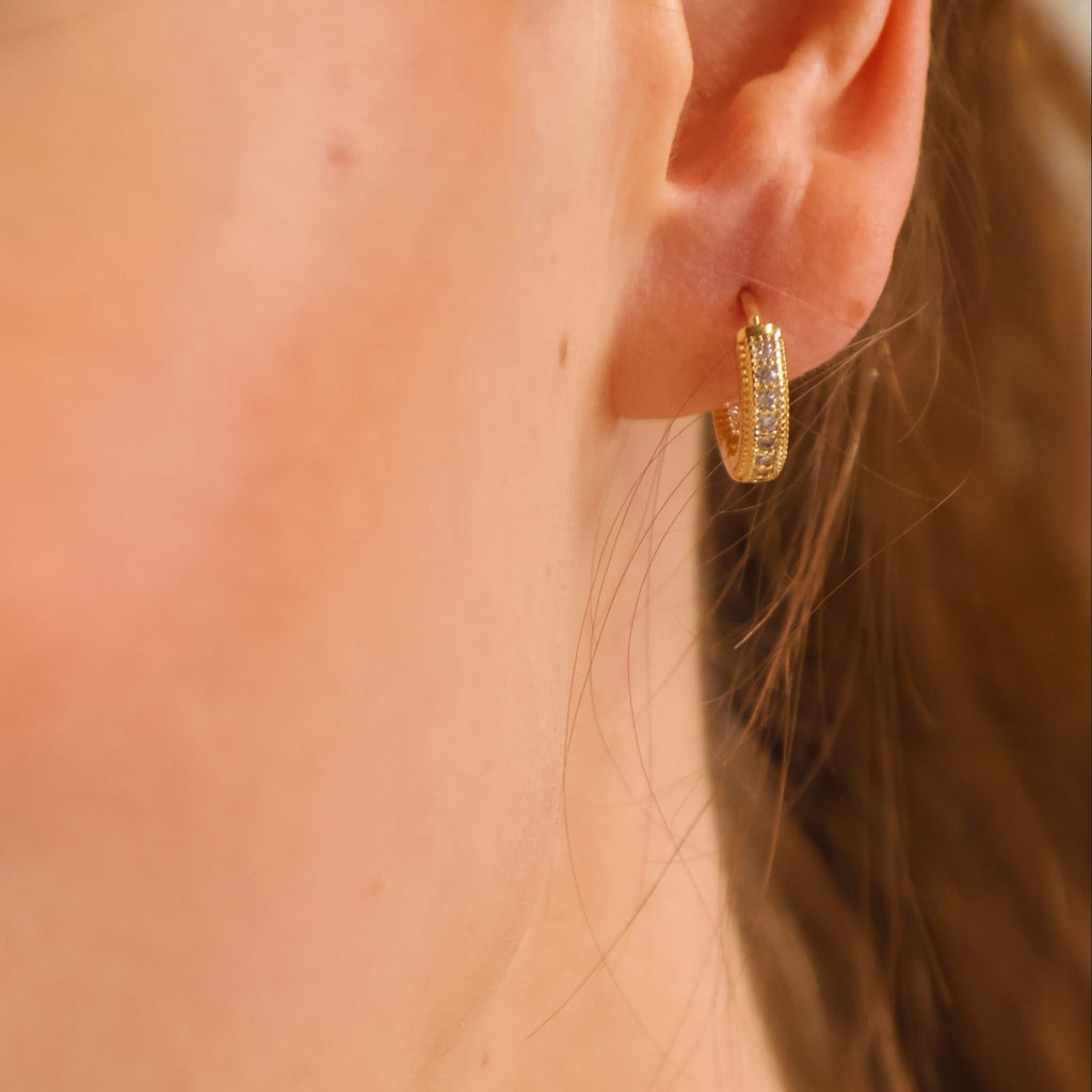 Gold Filled 18k CZ Hoop Earrings
