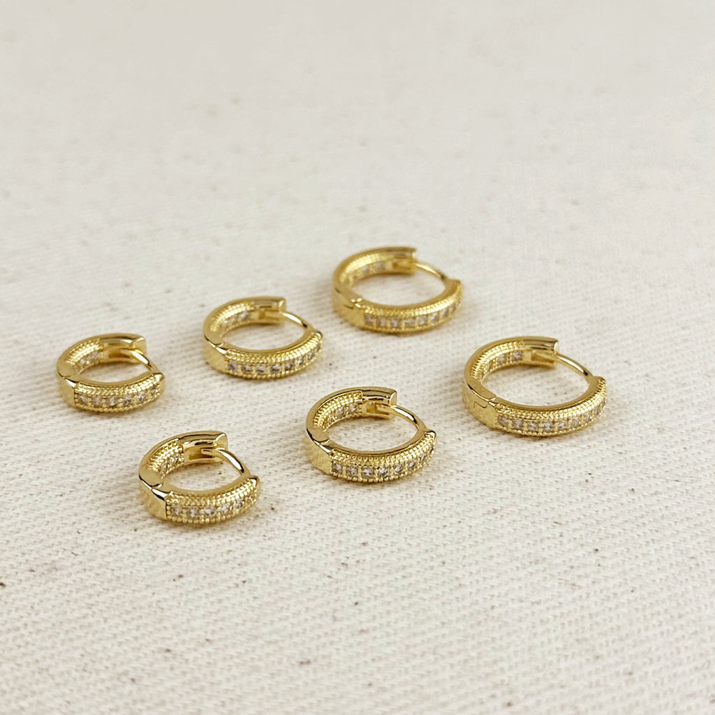 Gold Filled 18k CZ Hoop Earrings