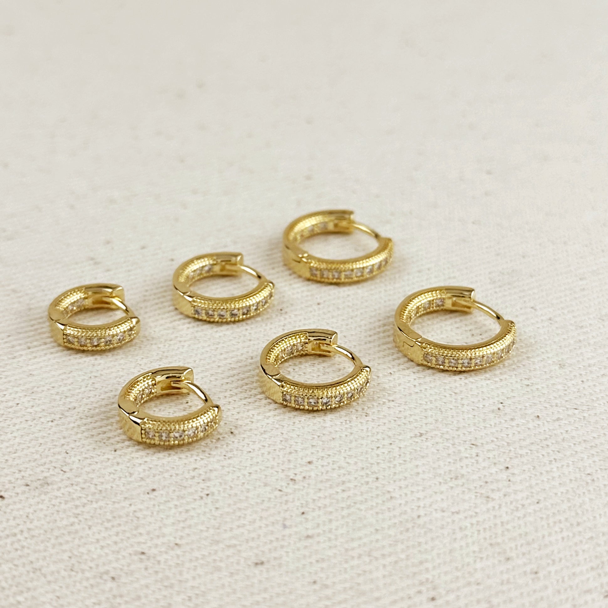 Gold Filled 18k CZ Hoop Earrings