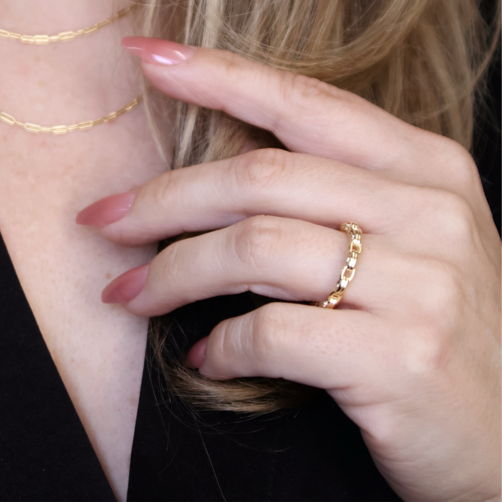 Gold Filled 18k Double Link Chain Band Ring