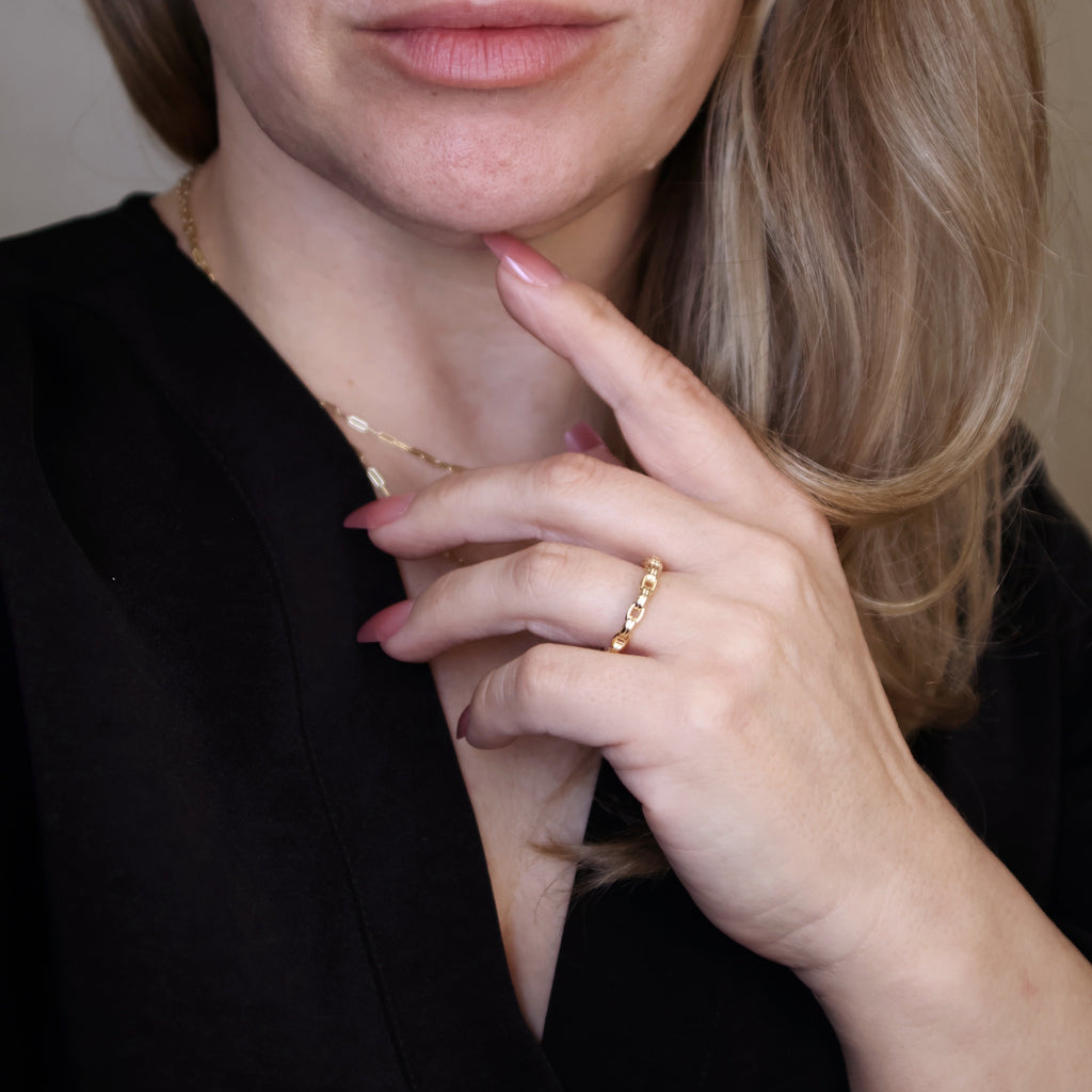 Gold Filled 18k Double Link Chain Band Ring