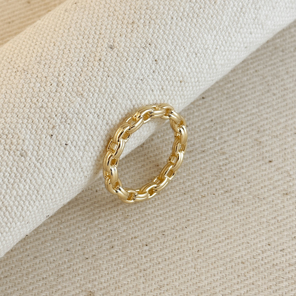 Gold Filled 18k Double Link Chain Band Ring
