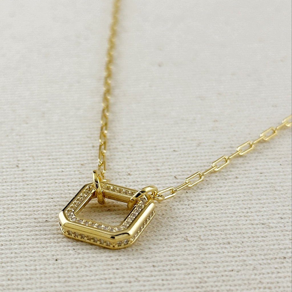 CZ Quadratini Necklace 18k Gold Filled