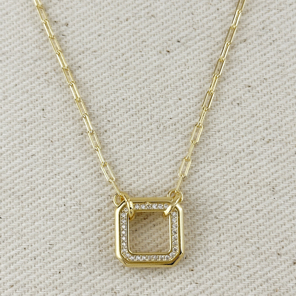 CZ Quadratini Necklace 18k Gold Filled