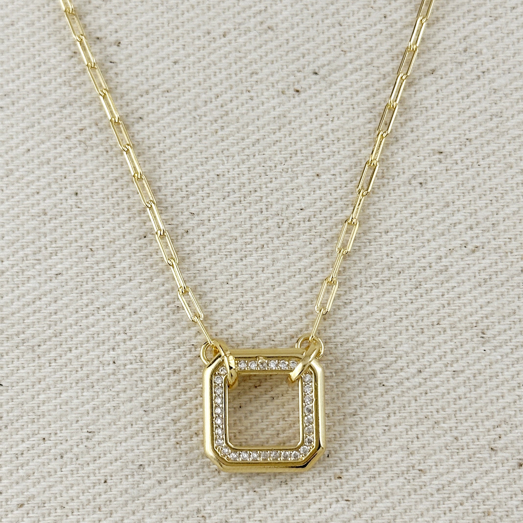 CZ Quadratini Necklace 18k Gold Filled