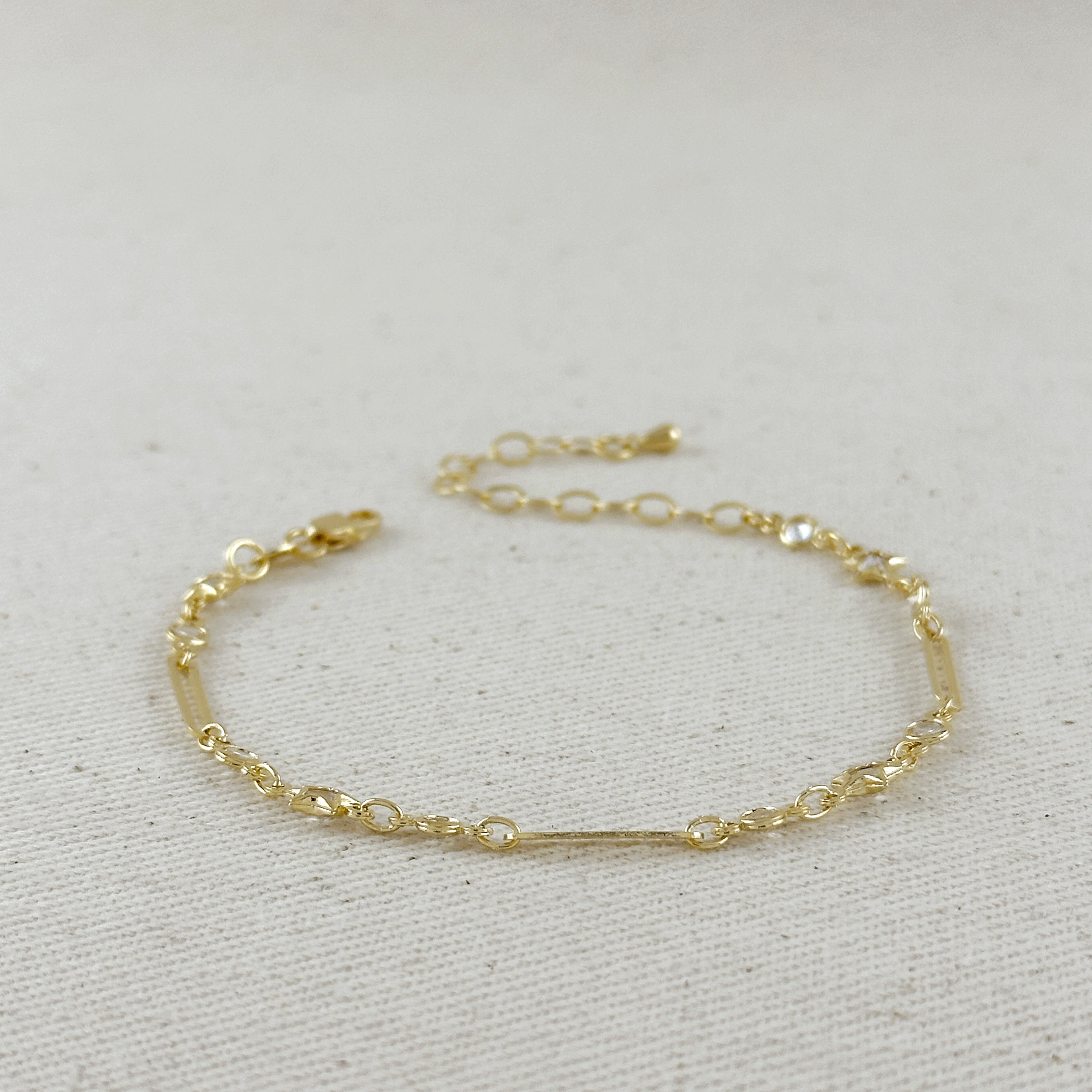 Gold Filled 18k Paperclip And Stars CZ Bracelet