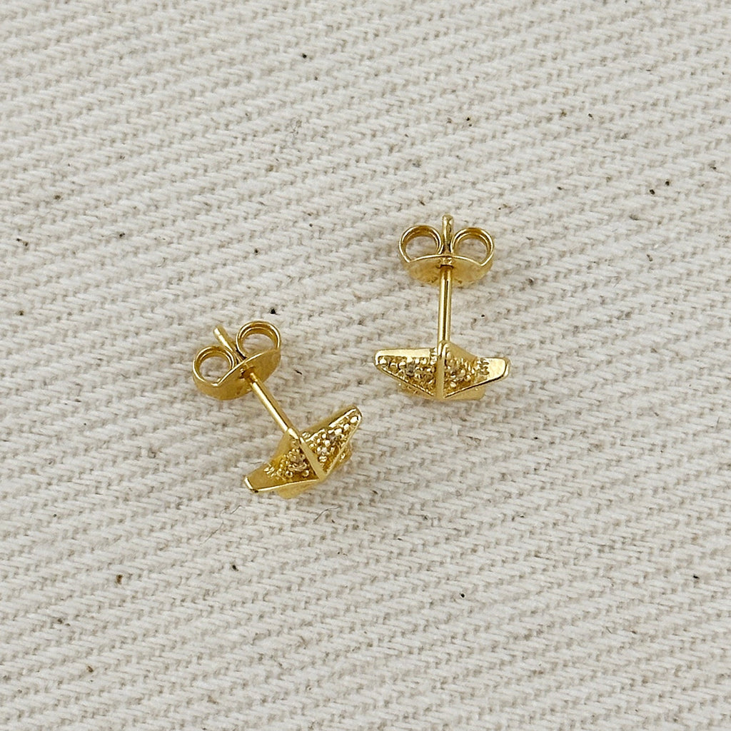 Elegant 18k Gold-Filled CZ Stud Earrings – Stella a Mulinello Design