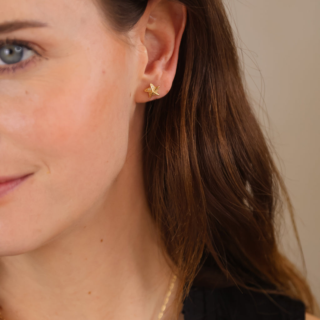 Elegant 18k Gold-Filled CZ Stud Earrings – Stella a Mulinello Design