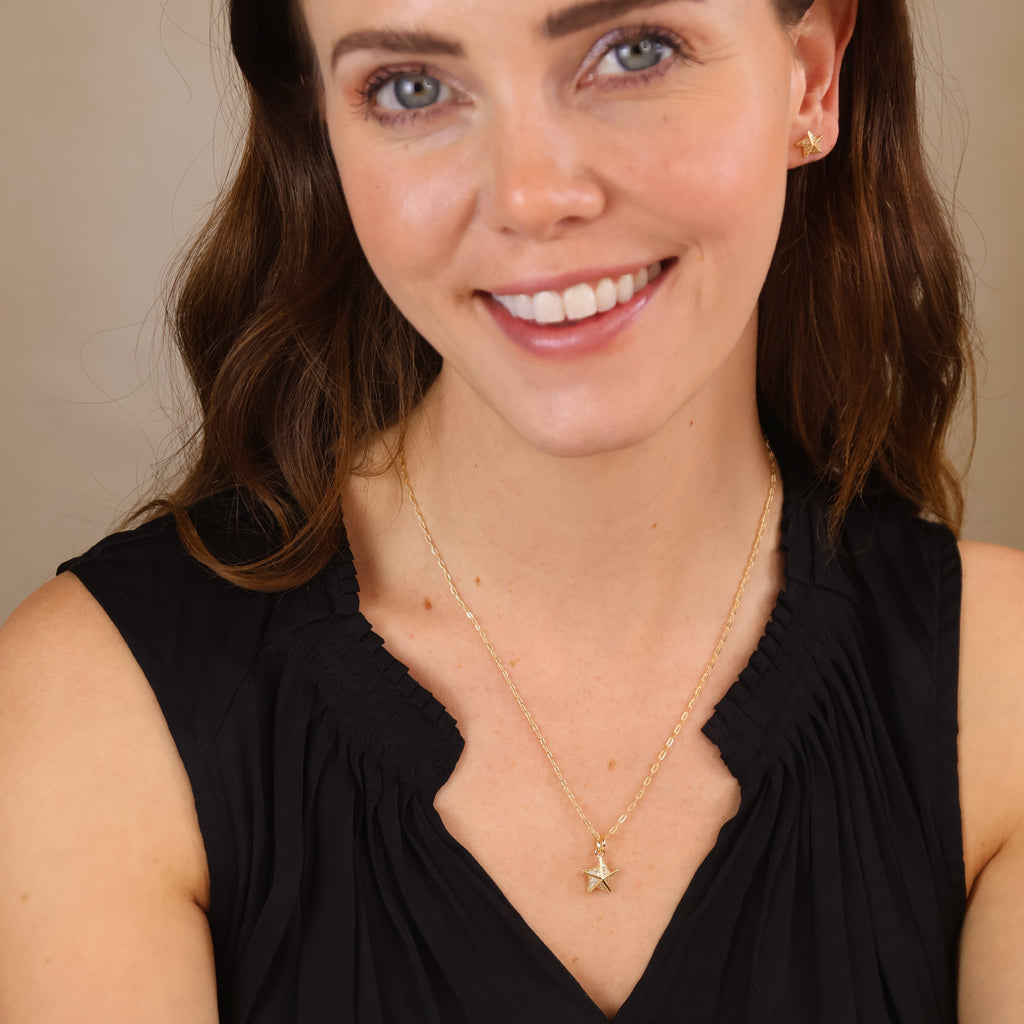 Elegant 18k Gold-Filled CZ Stud Earrings – Stella a Mulinello Design