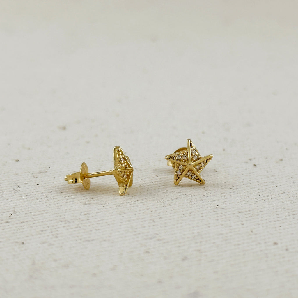 Elegant 18k Gold-Filled CZ Stud Earrings – Stella a Mulinello Design