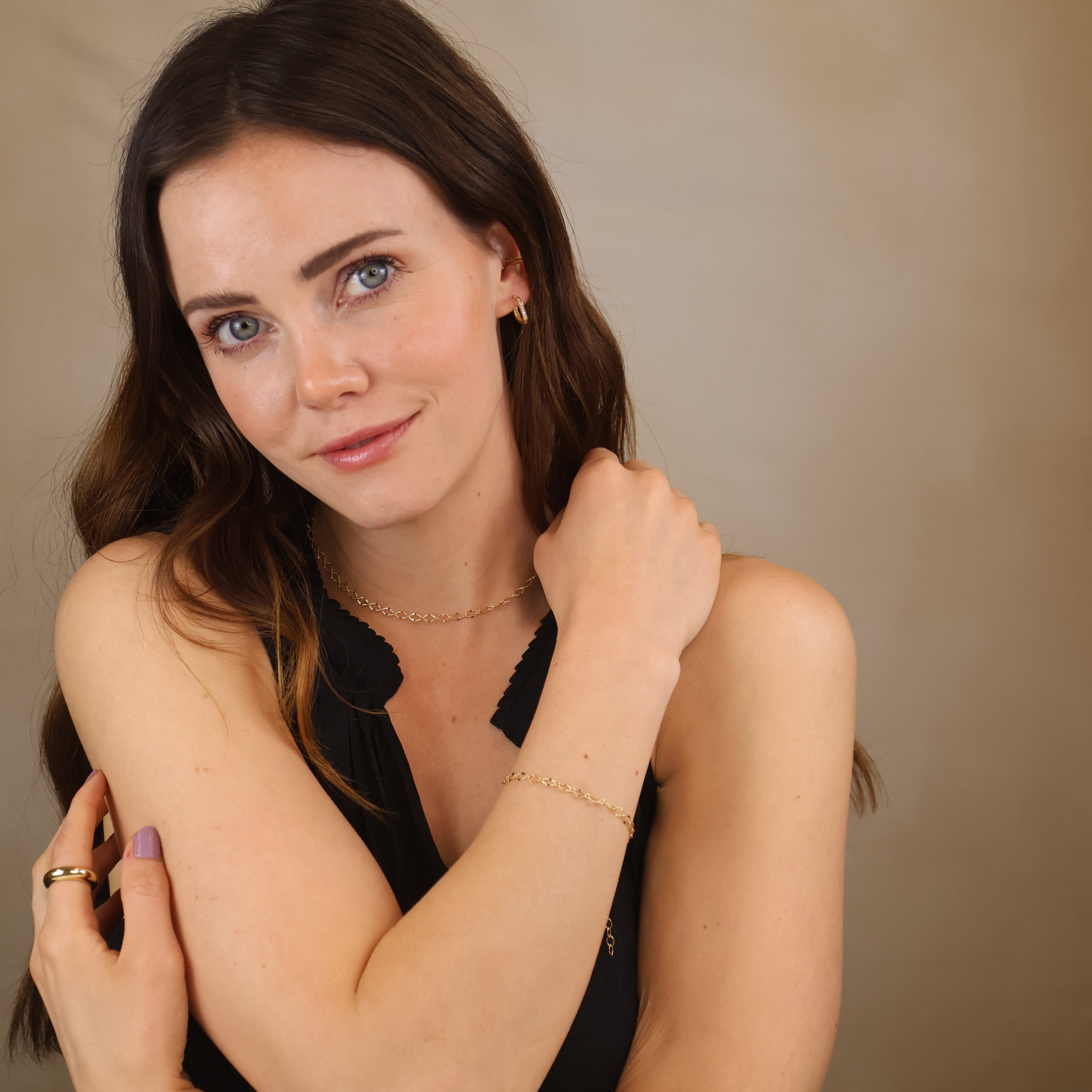 Gold Filled 18k Diamond Cut Detailed Chain Necklace