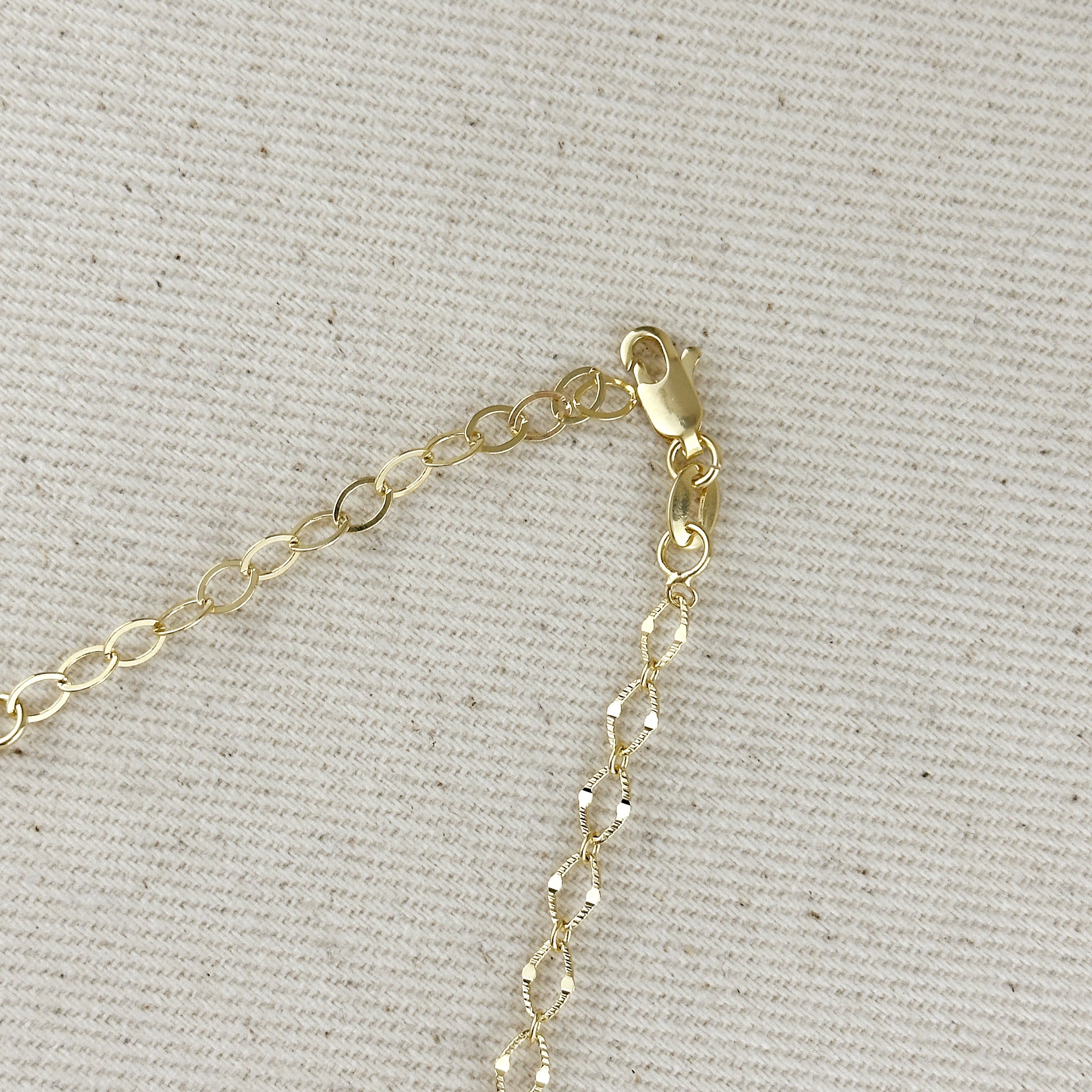 Gold Filled 18k Diamond Cut Detailed Chain Necklace