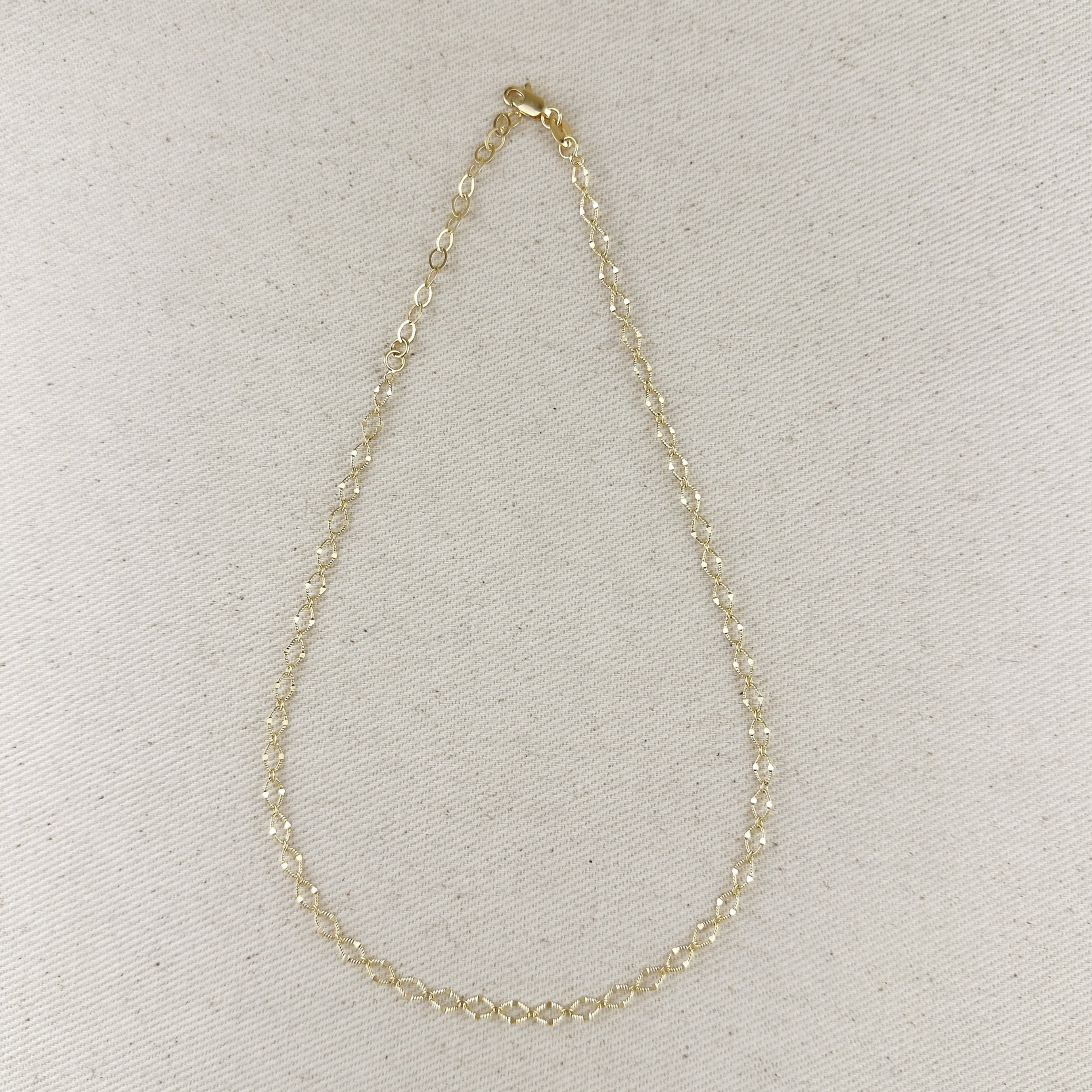 Gold Filled 18k Diamond Cut Detailed Chain Necklace
