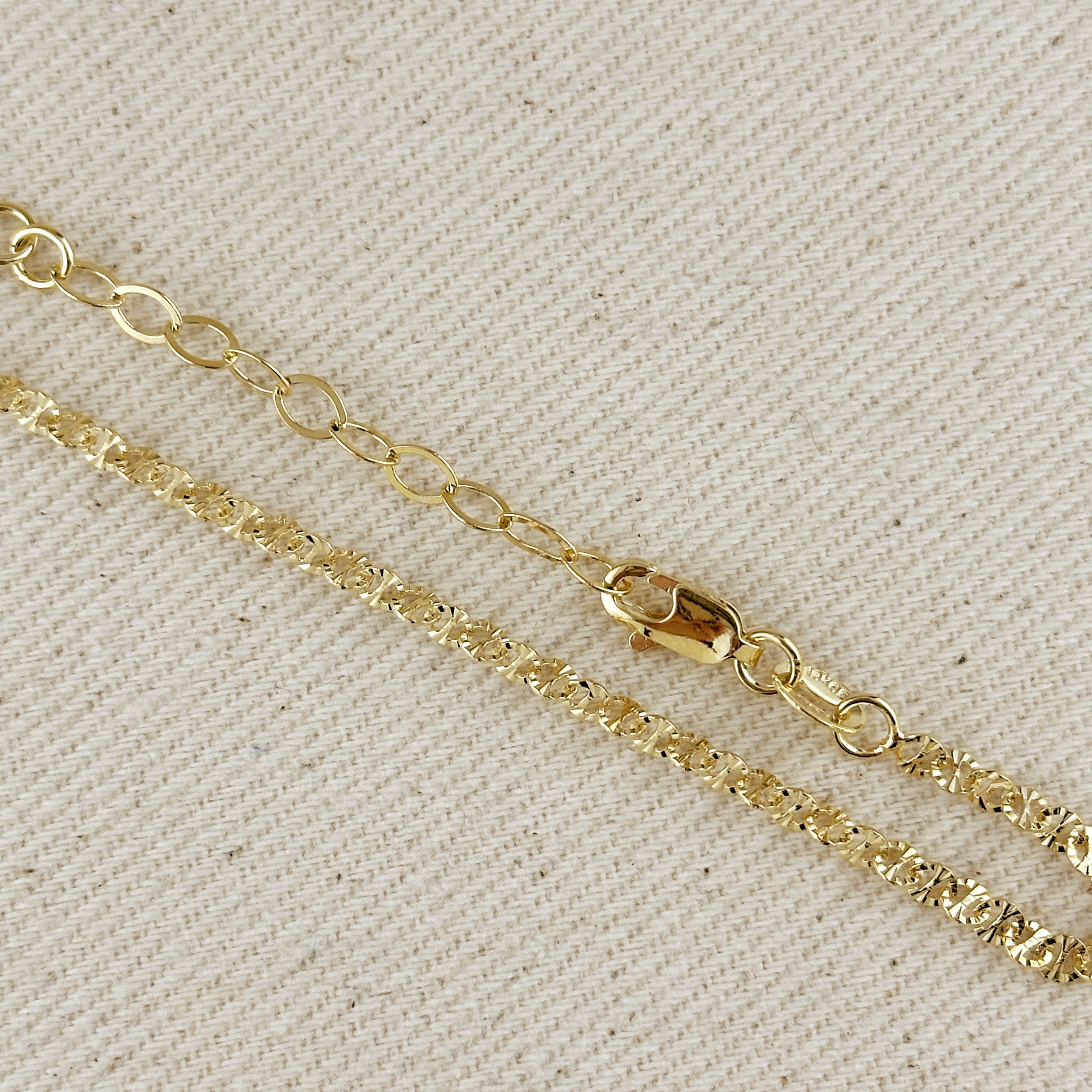 Chain Mini Diamond Cut Paperclip 18k Gold Filled