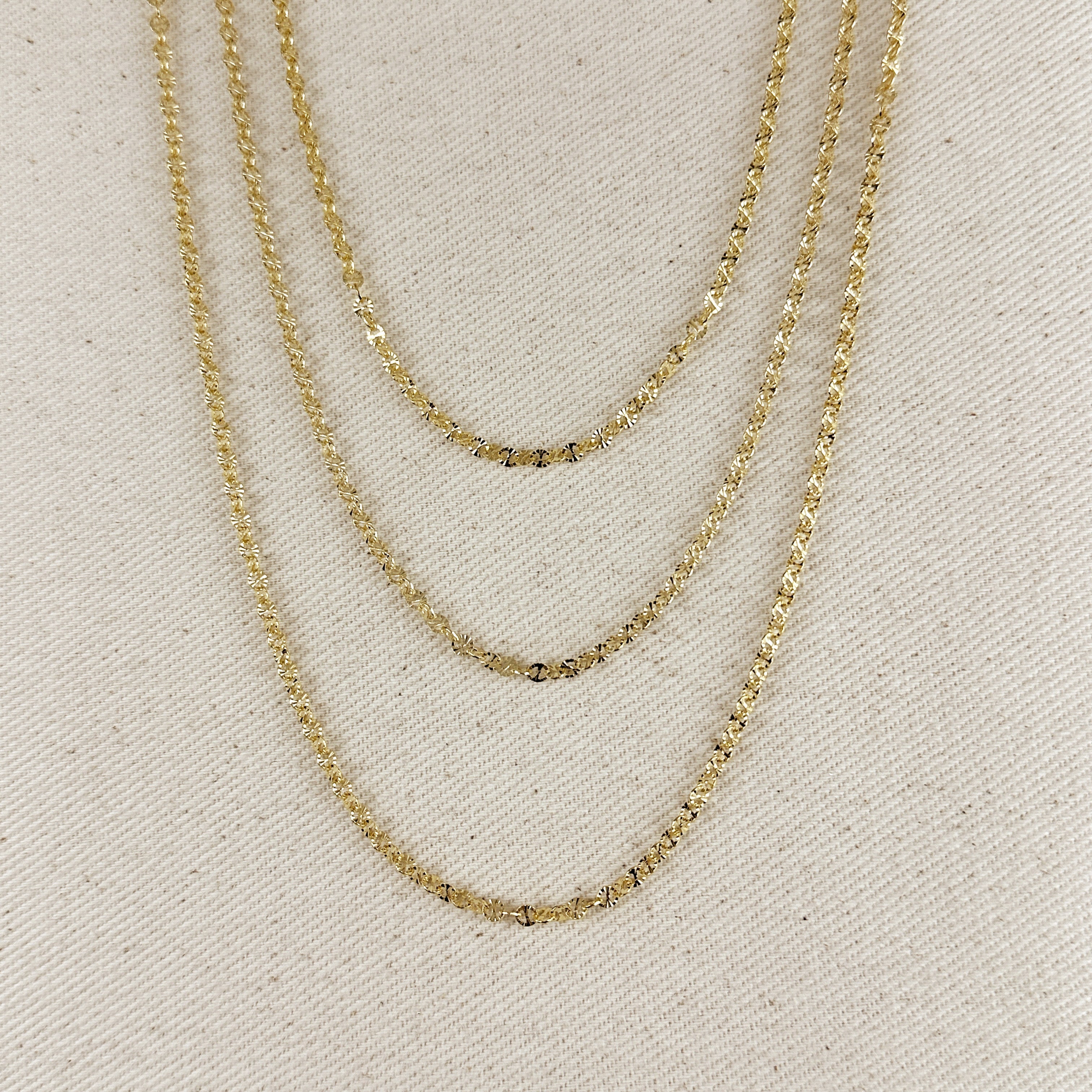 Chain Mini Diamond Cut Paperclip 18k Gold Filled