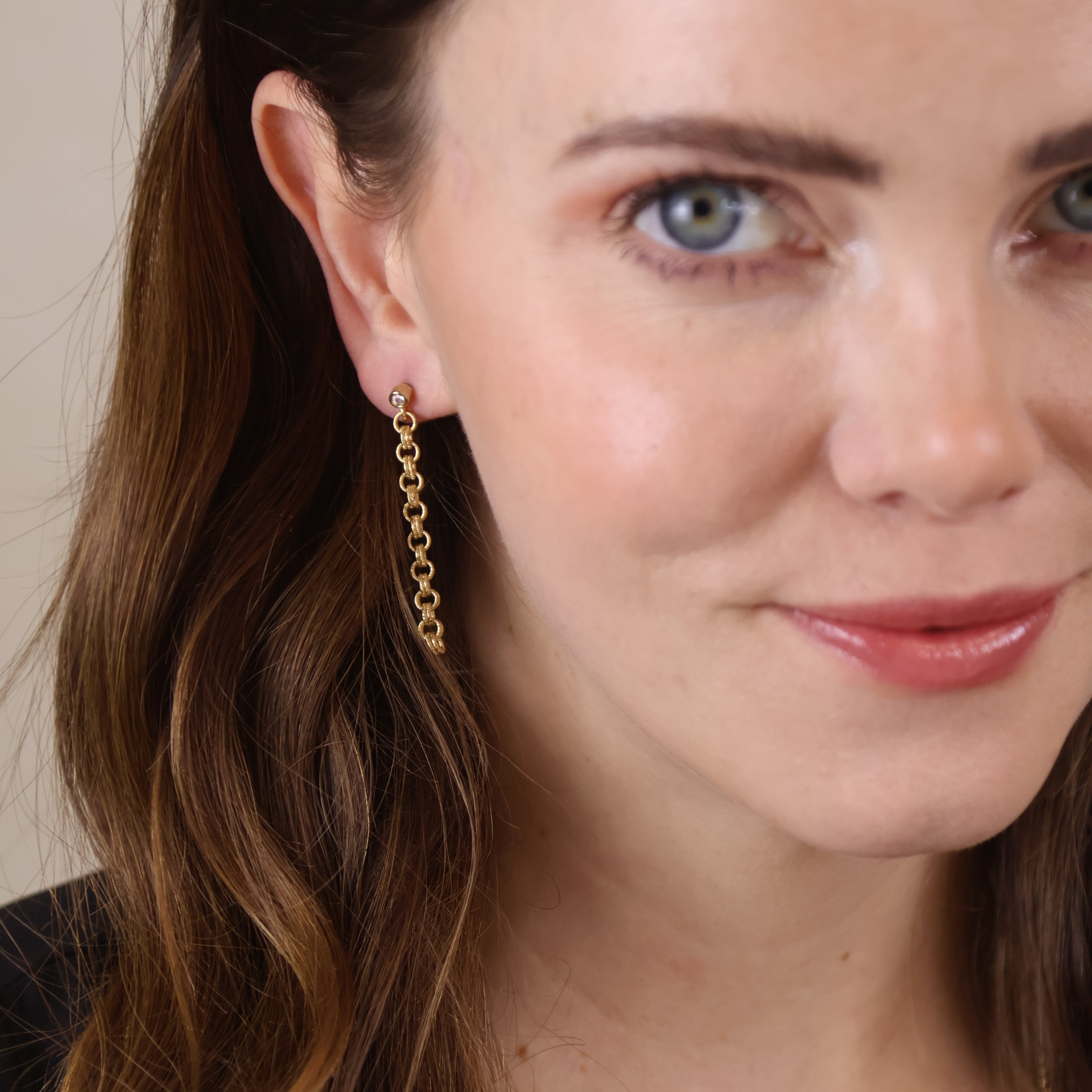 Earrings 18k Gold Filled Double Rolo Chain Dangle