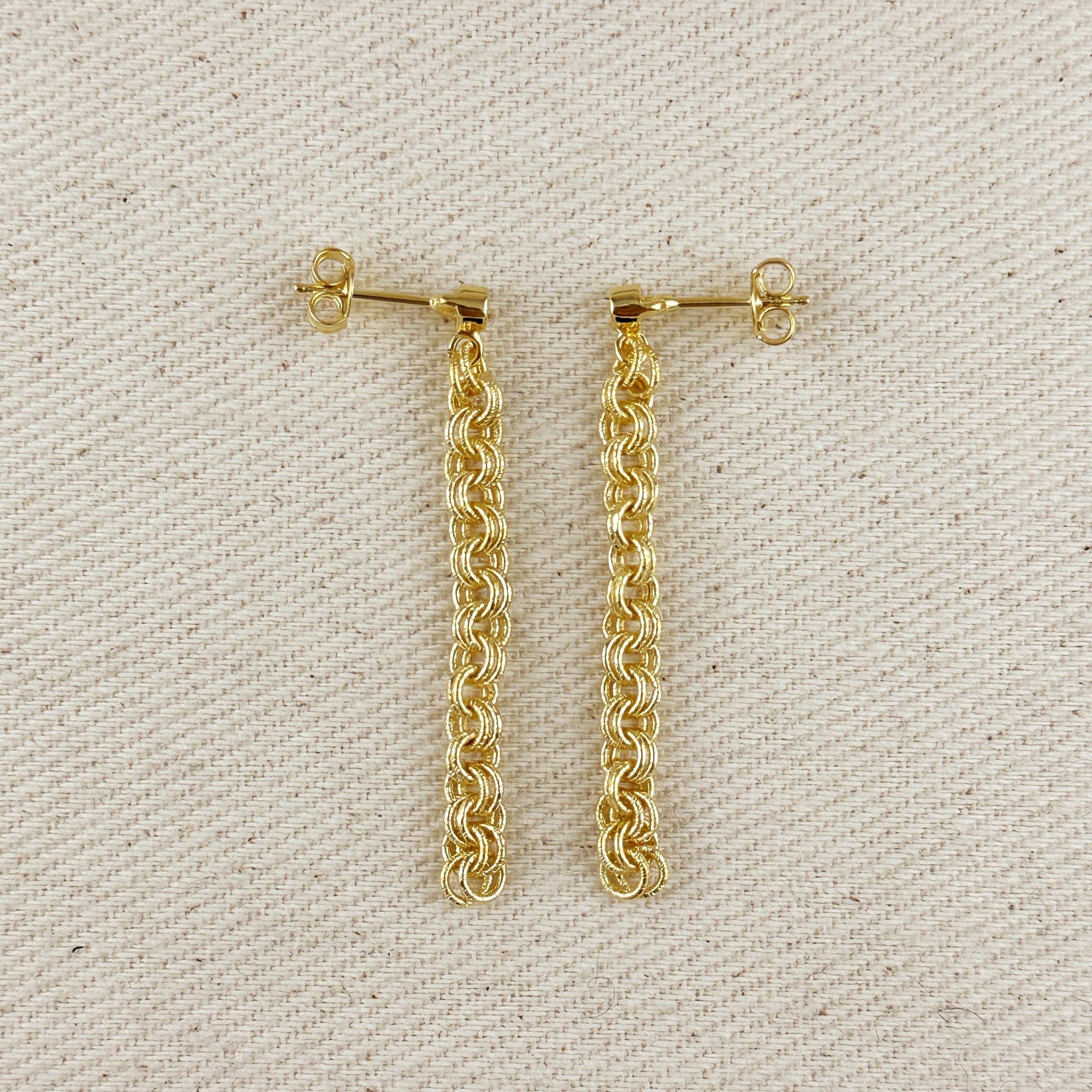 Earrings 18k Gold Filled Double Rolo Chain Dangle