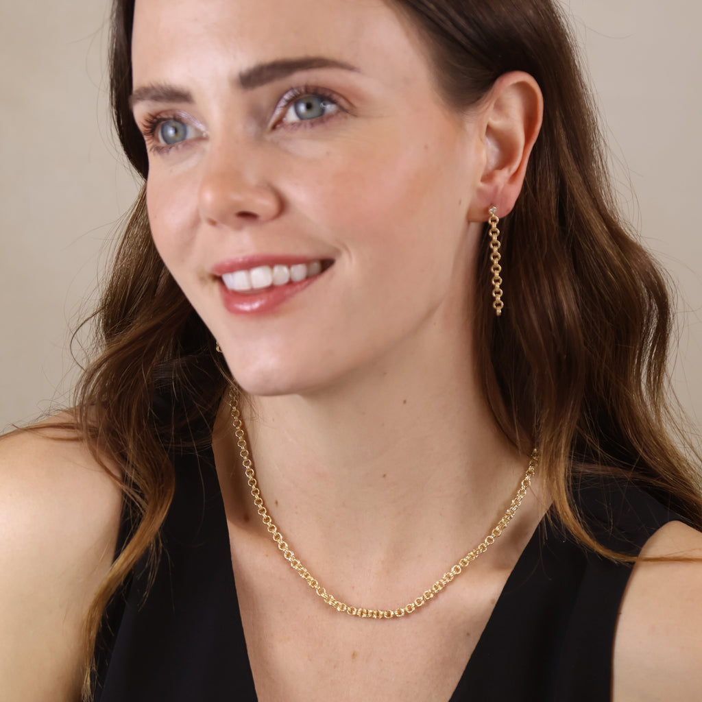 Earrings 18k Gold Filled Double Rolo Chain Dangle