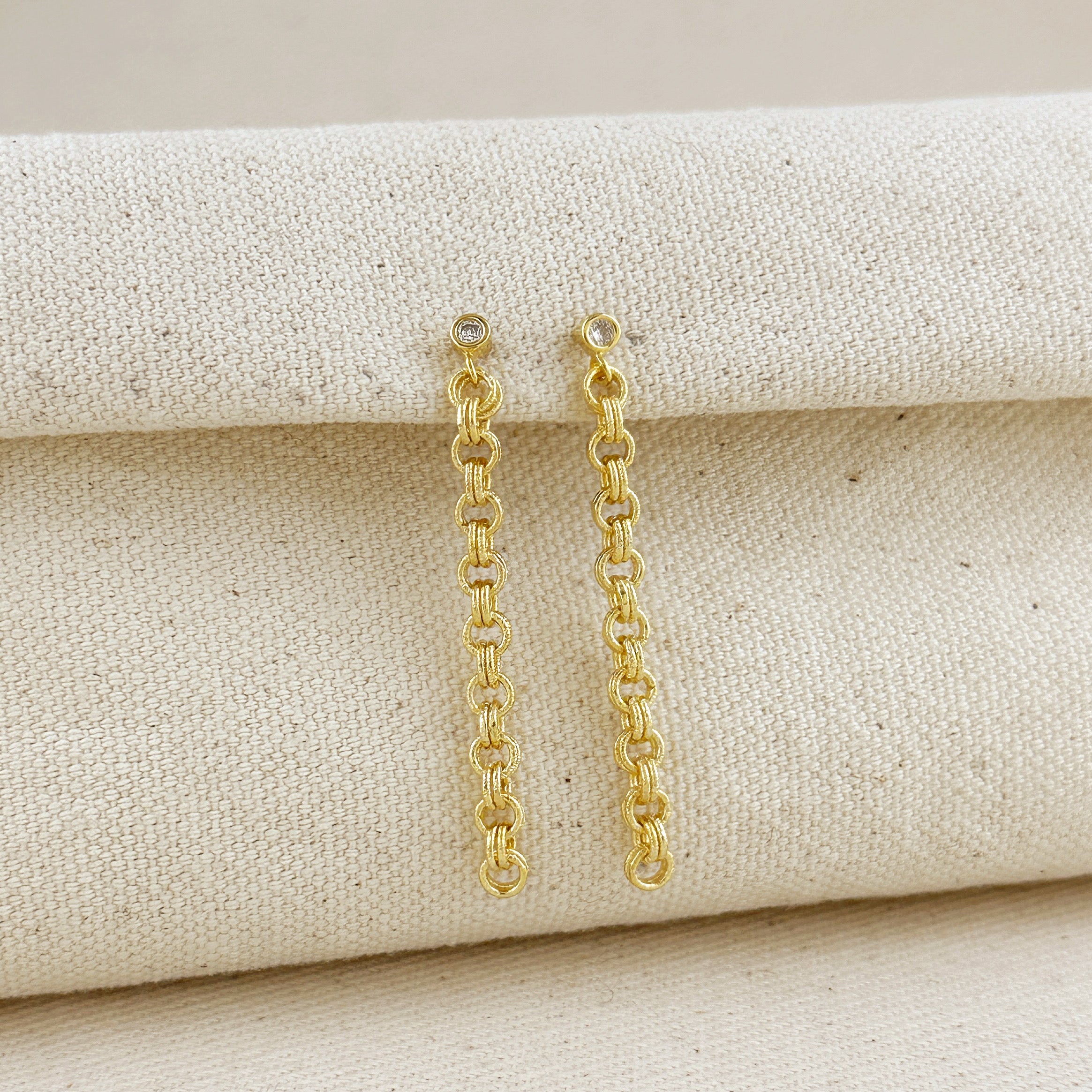 Earrings 18k Gold Filled Double Rolo Chain Dangle