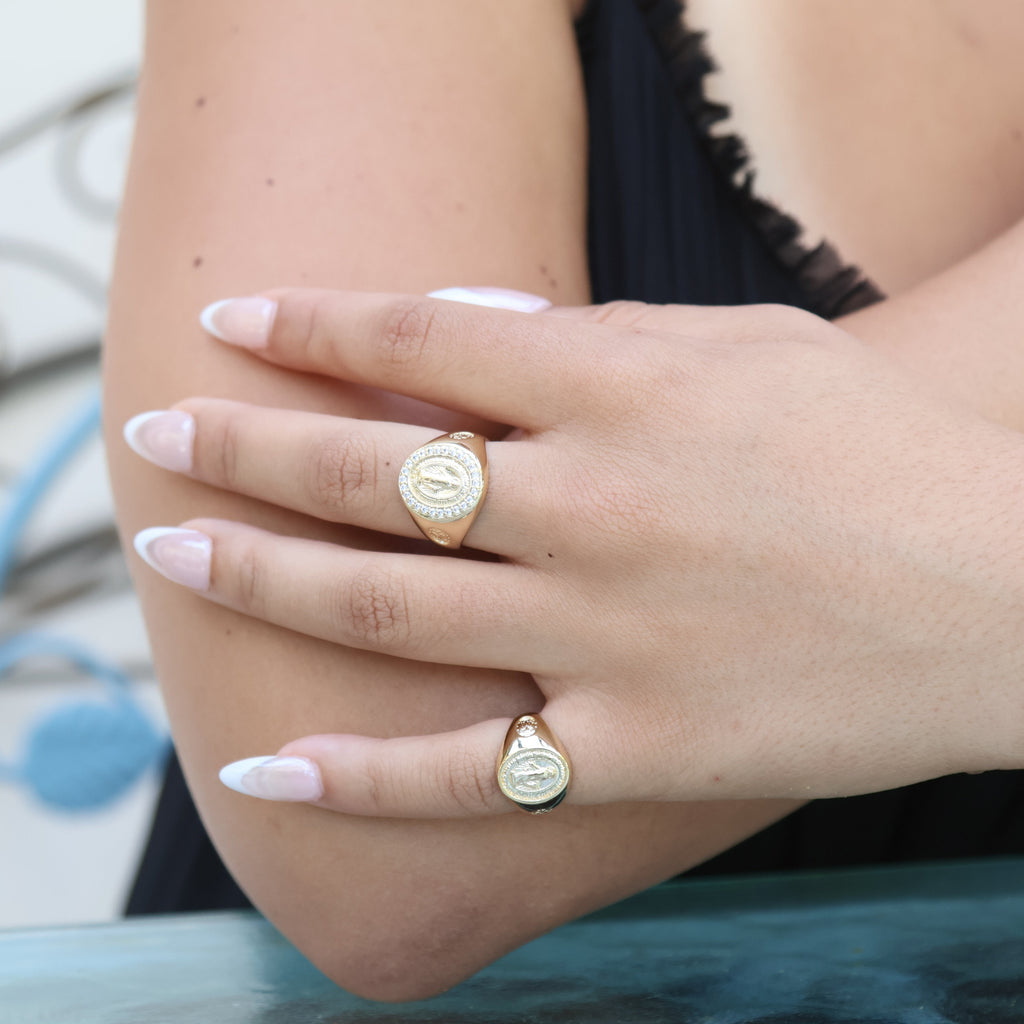 Gold Filled 18k Lady Of Grace Signet Ring