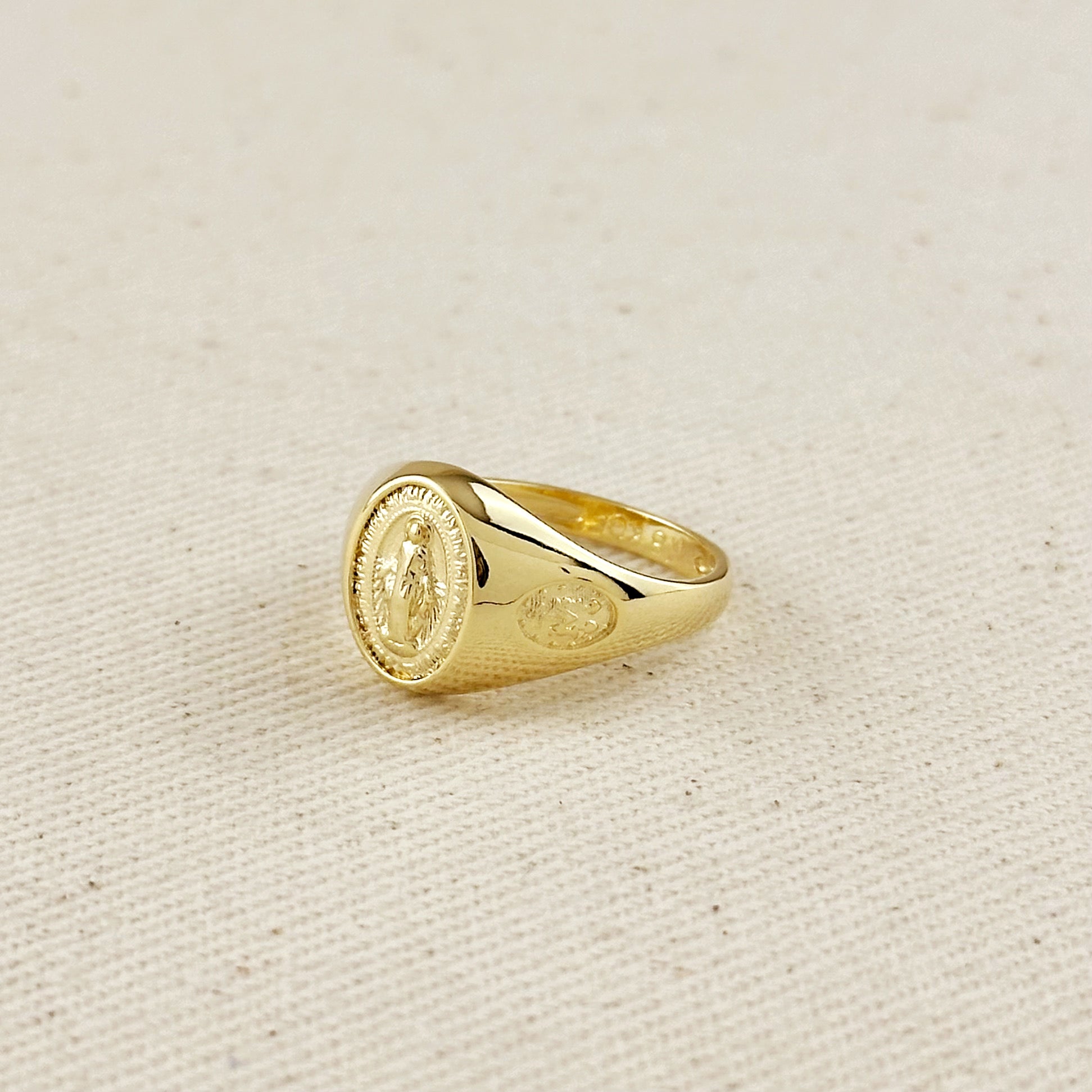 Gold Filled 18k Lady Of Grace Signet Ring