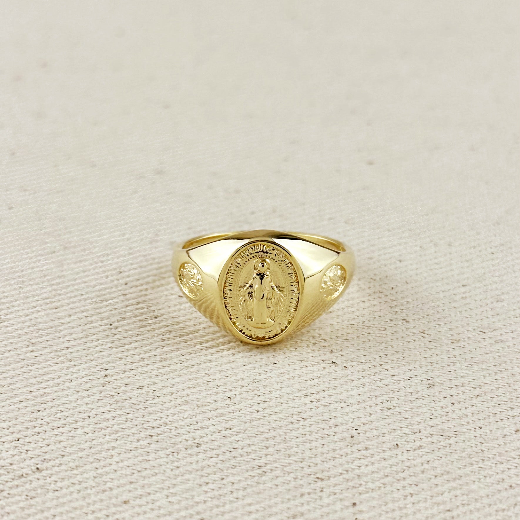 Gold Filled 18k Lady Of Grace Signet Ring