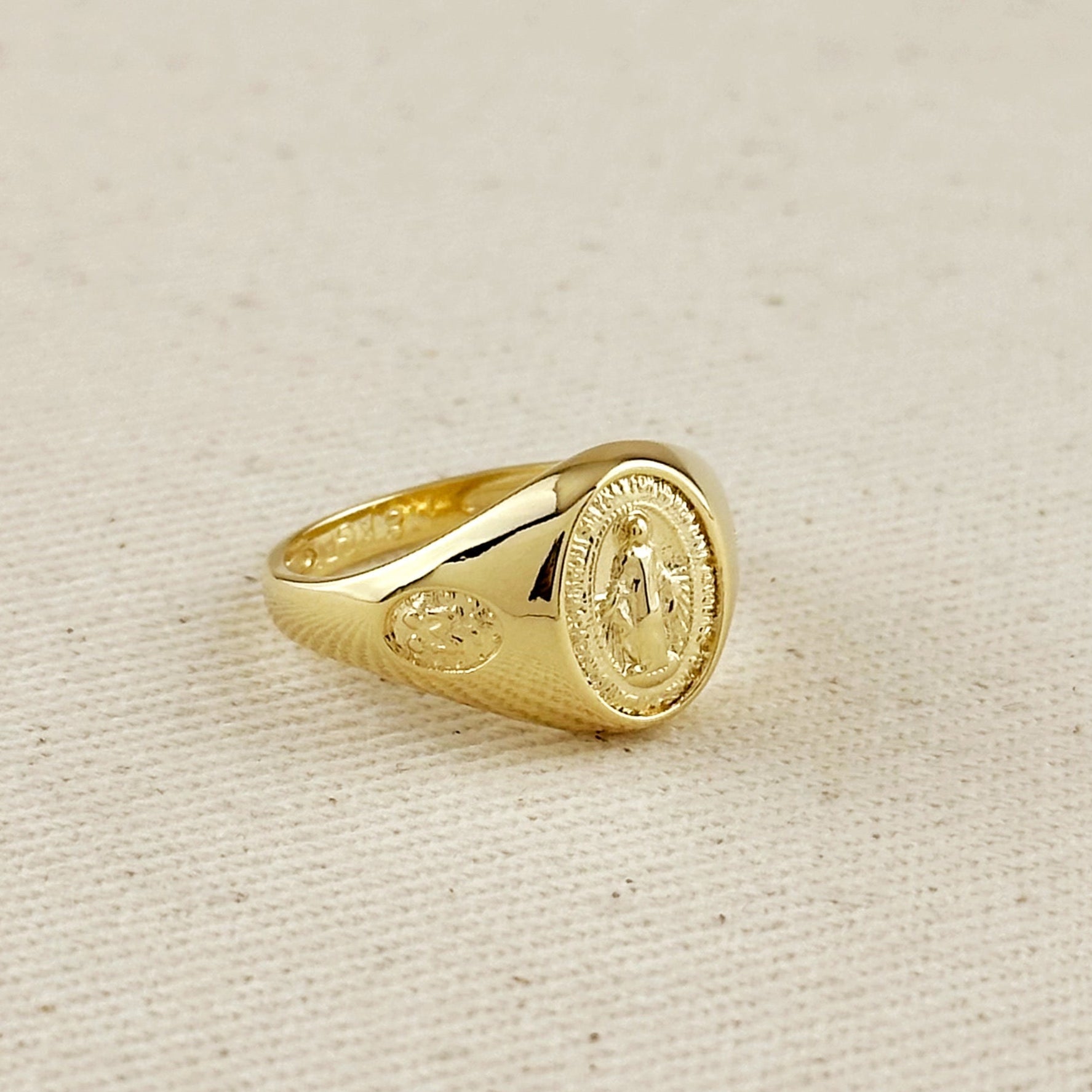 Gold Filled 18k Lady Of Grace Signet Ring