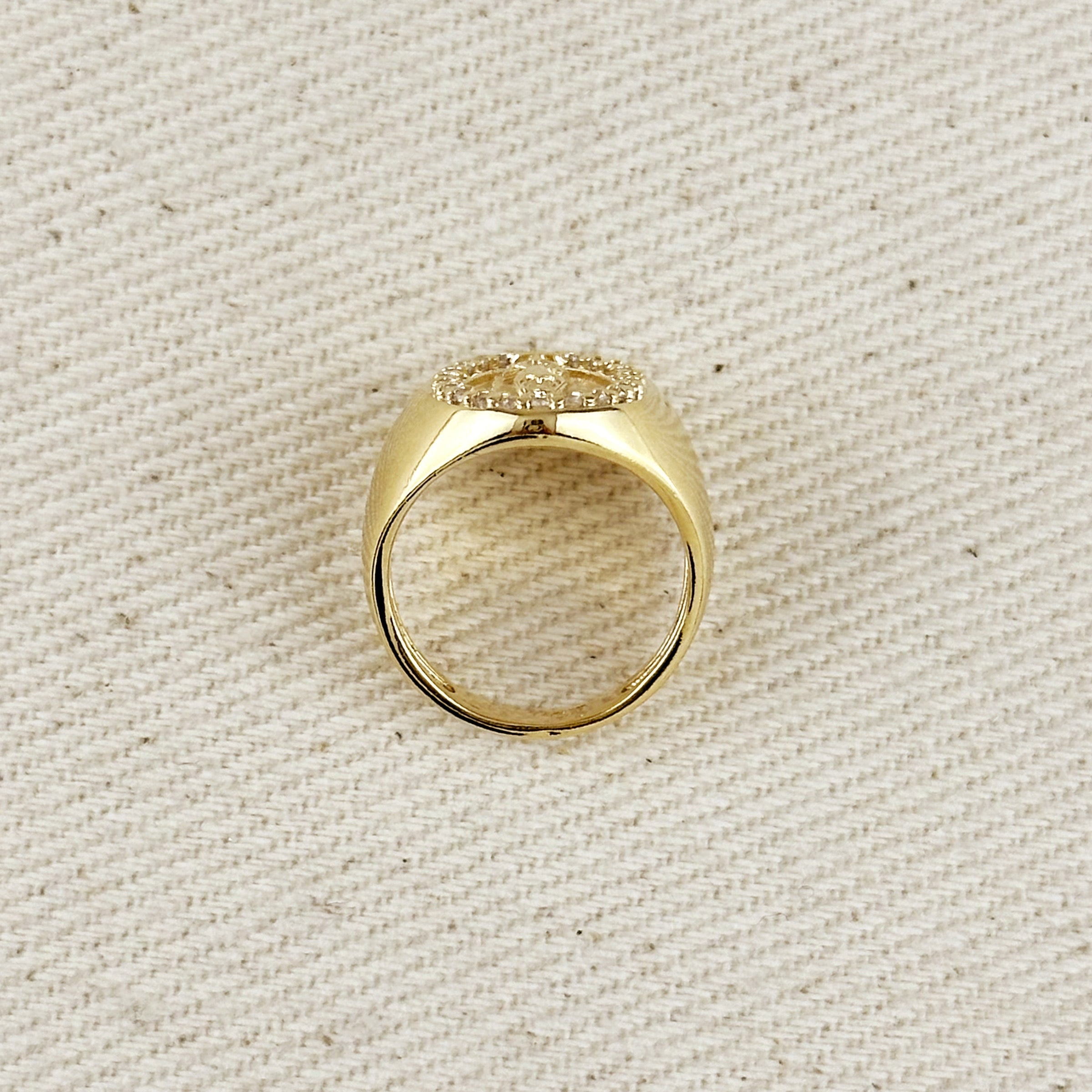 Gold Filled 18k Lady Guadalupe CZ Signet Ring