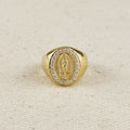 Gold Filled 18k Lady Guadalupe CZ Signet Ring