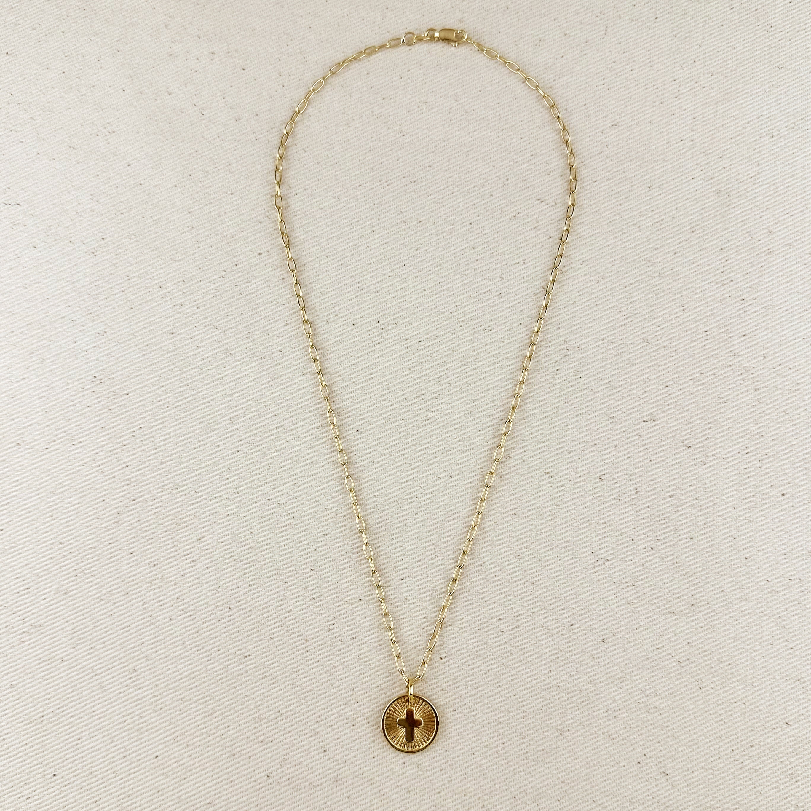 Necklace 18k Gold Filled Cross Plate Charm