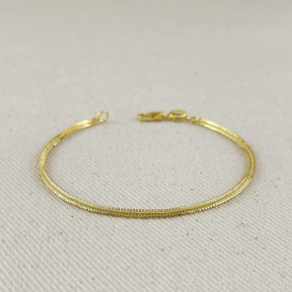 Gold Filled 18k 2mm Square Rope Chain Bracelet