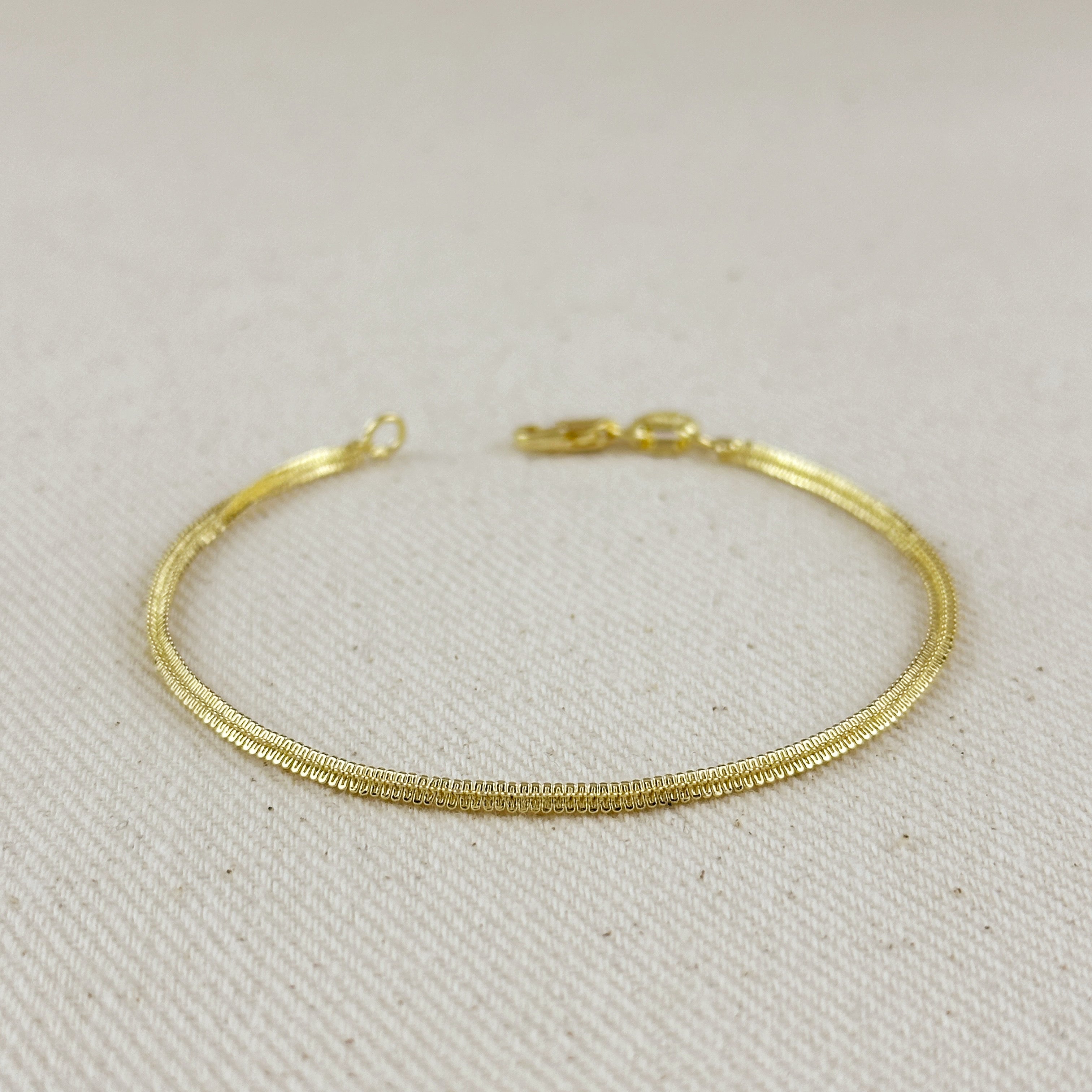 Gold Filled 18k 2mm Square Rope Chain Bracelet