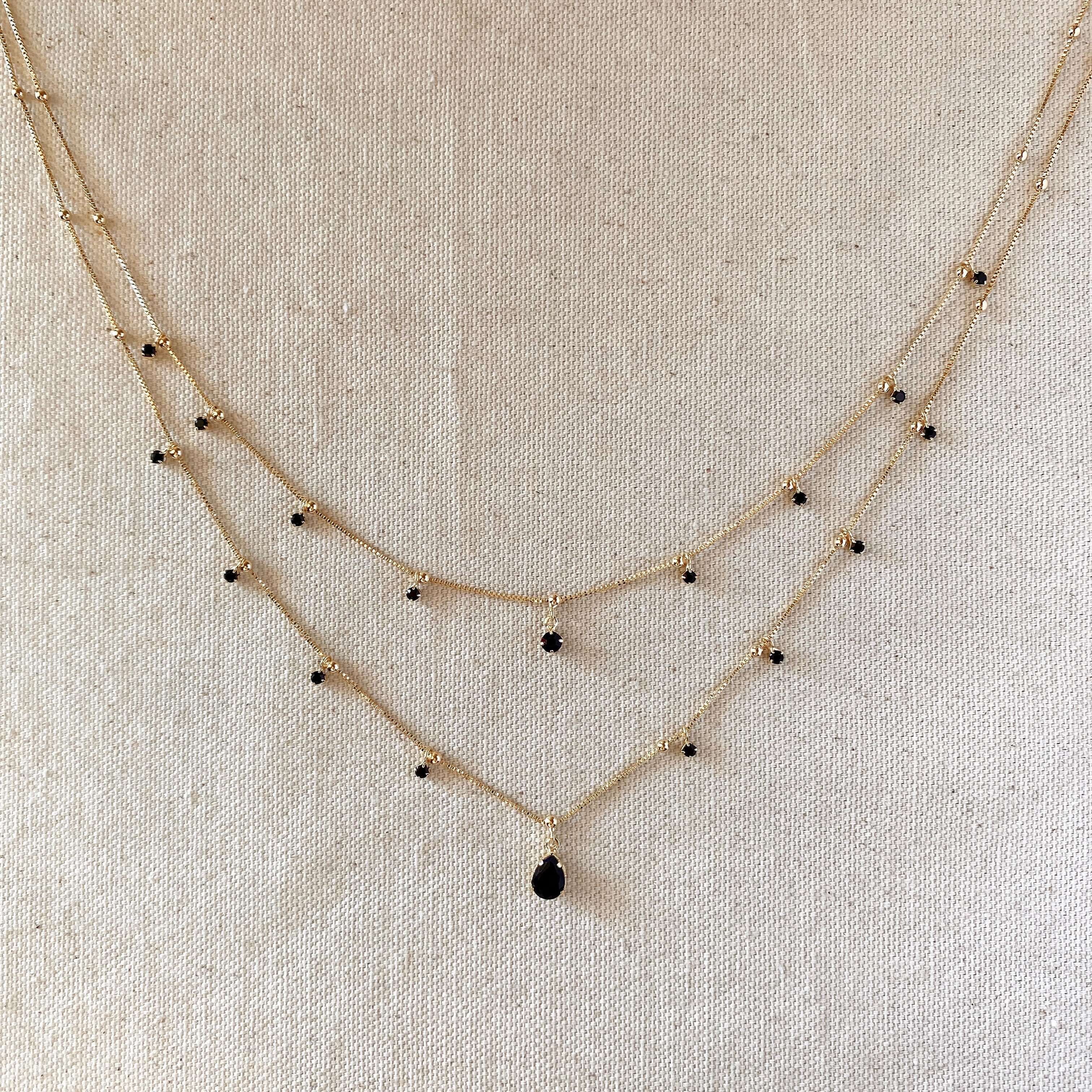 GoldFi 18k Gold Filled Layered Necklace Details In Cubic Zirconia Stones