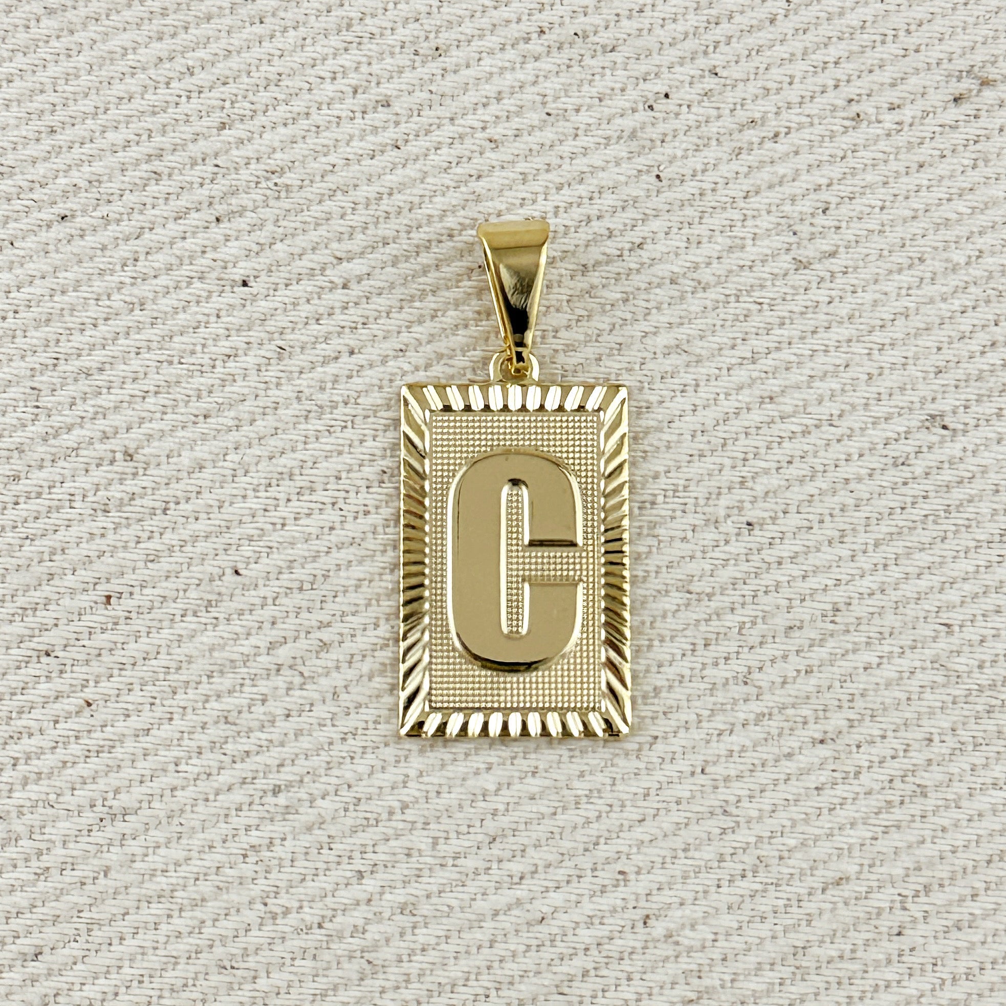 Pendant 18k Gold Filled Vintage Diamond Cut Initial Plate
