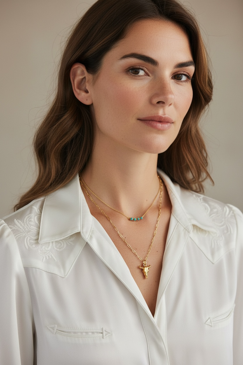 Gold Filled 18k Natural Turquoise Bead Necklace