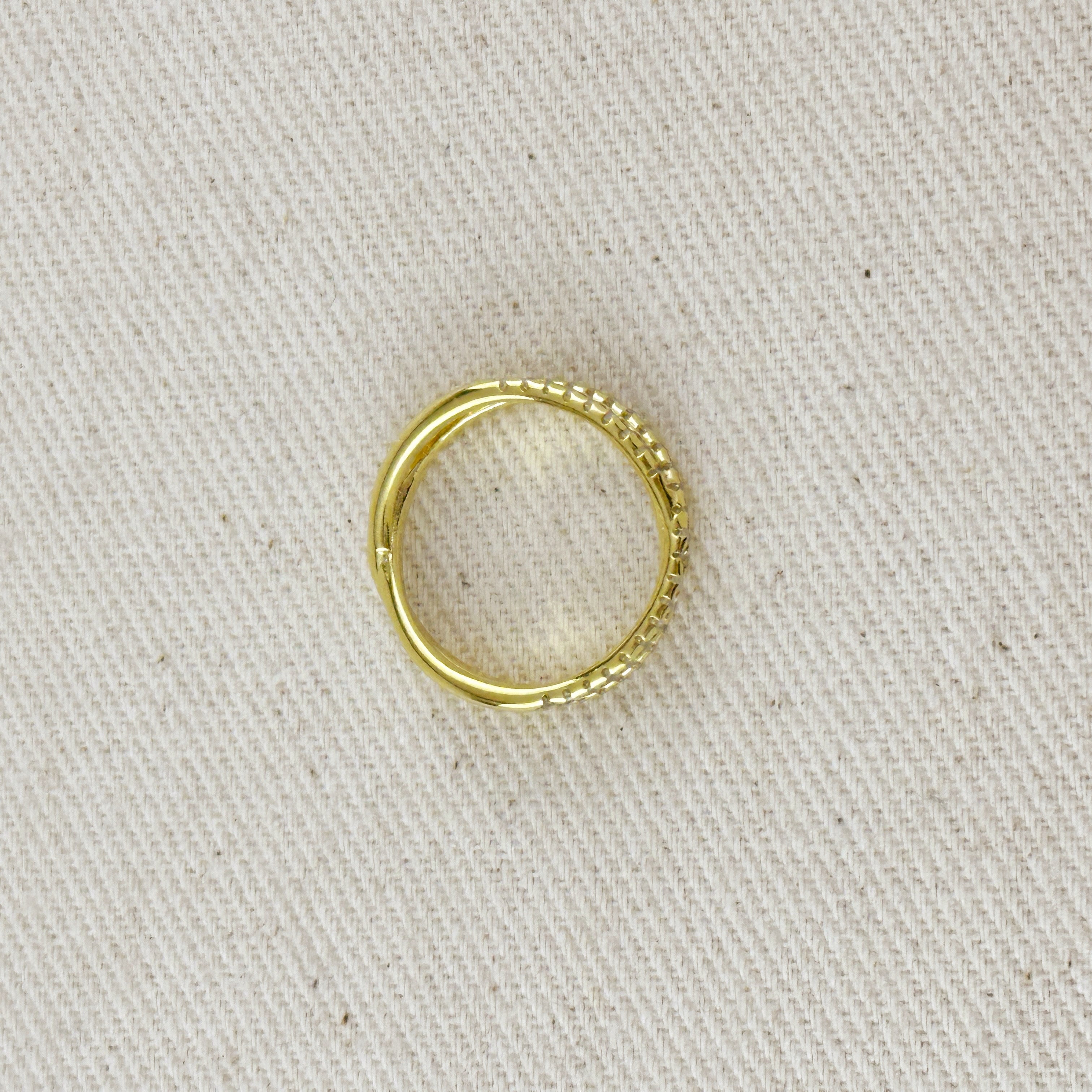 18K Gold Filled CZ X Ring