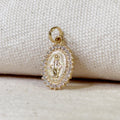Gold Filled 18k Double Sided CZ Lady of Grace Medal Pendant