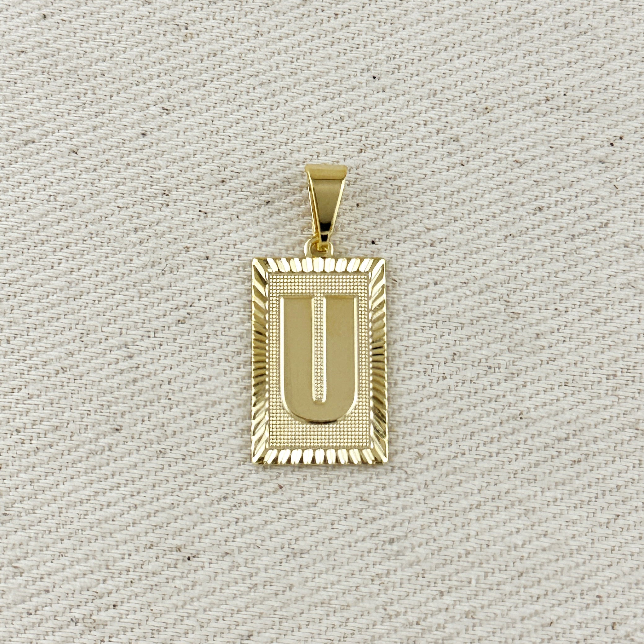 Pendant 18k Gold Filled Vintage Diamond Cut Initial Plate
