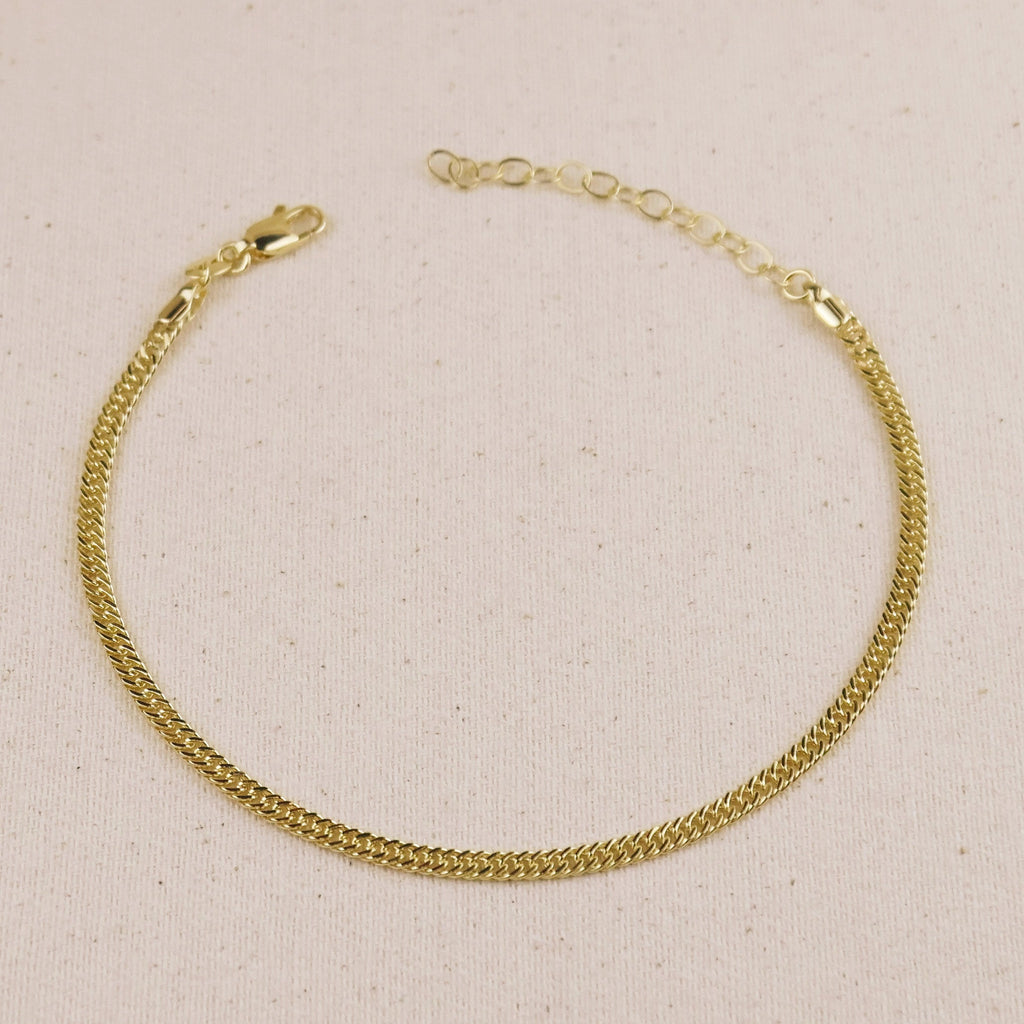 Double Curb Chain Anklet 18k Gold Filled 4mm