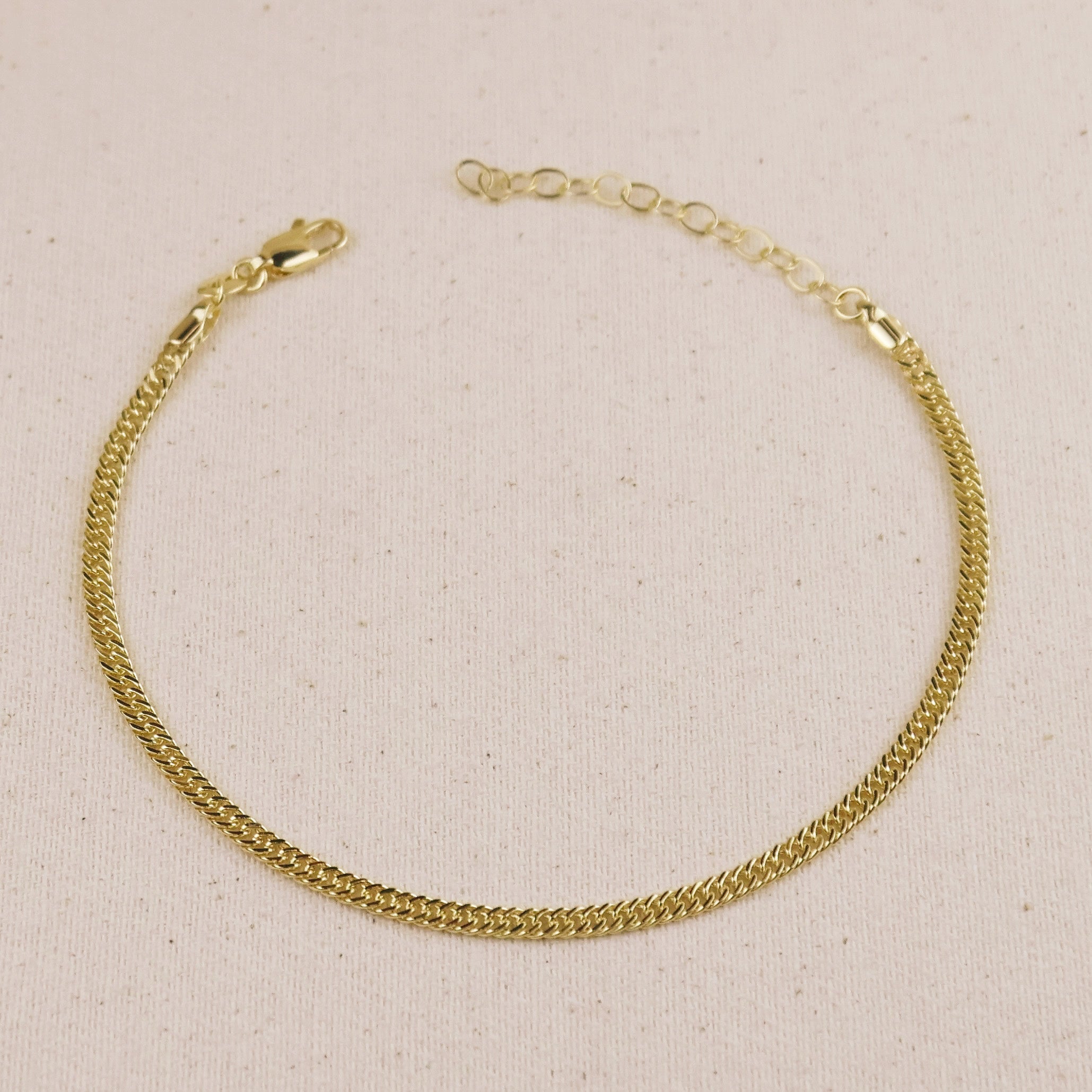 Double Curb Chain Anklet 18k Gold Filled 4mm