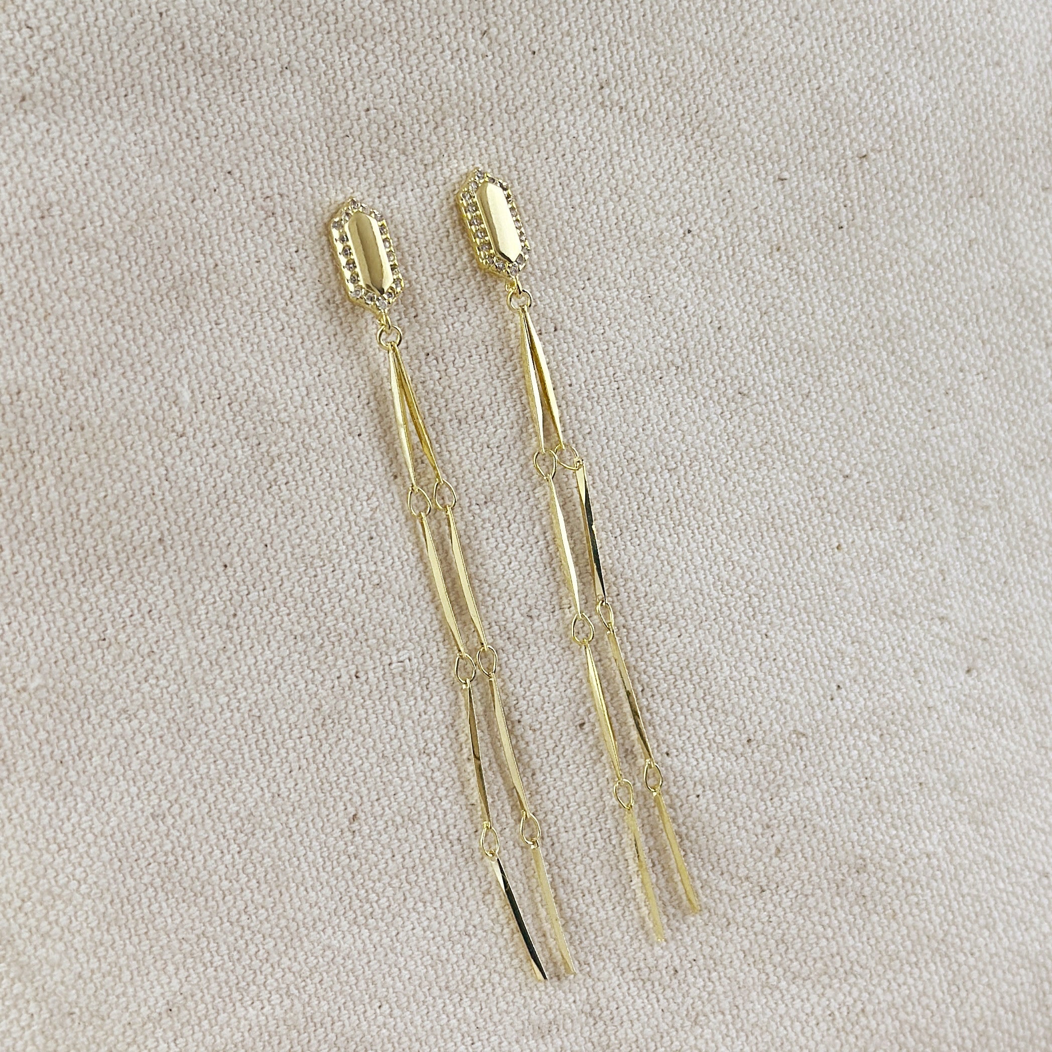 Earrings 18k Gold Filled Double Straw Drop