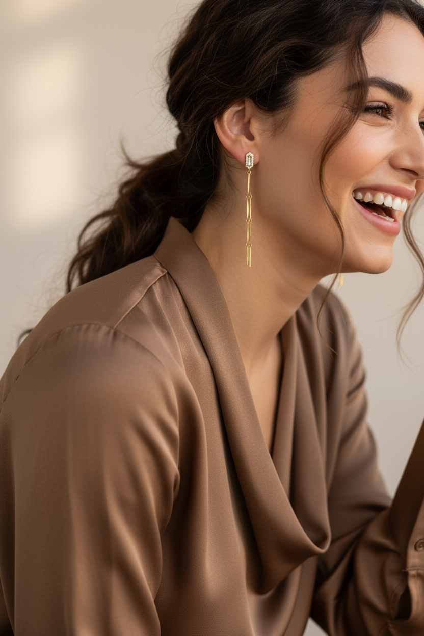 Earrings 18k Gold Filled Double Straw Drop