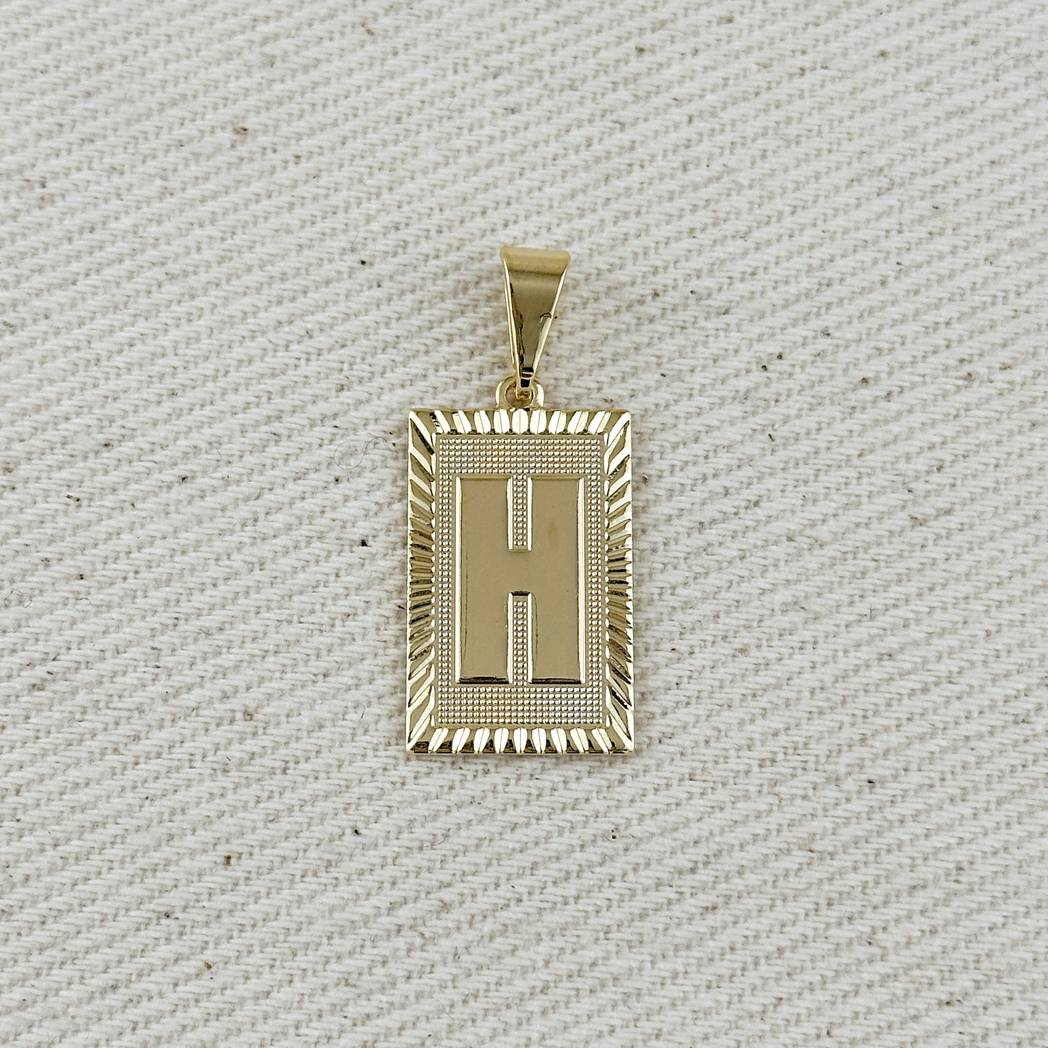 Pendant 18k Gold Filled Vintage Diamond Cut Initial Plate
