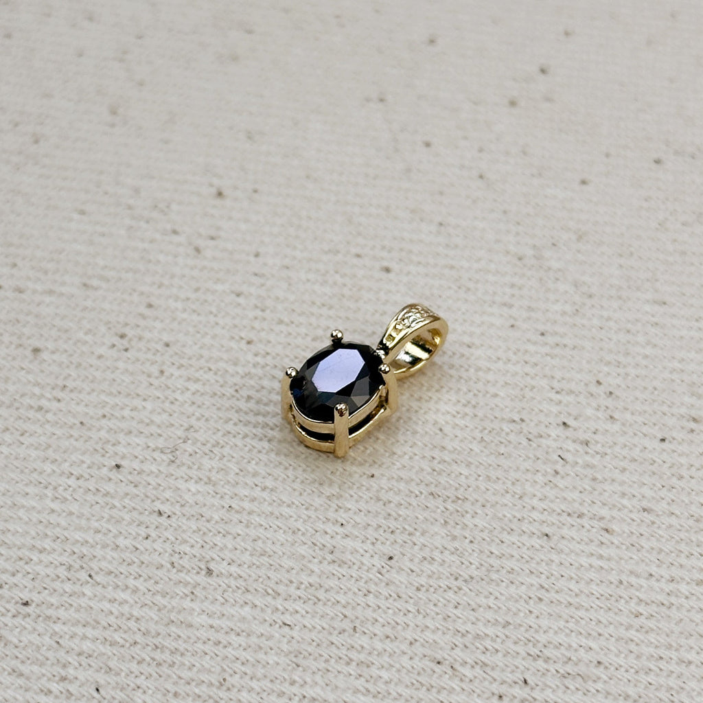 Gold Filled 18k Oval Black Cubic Zirconia Charm